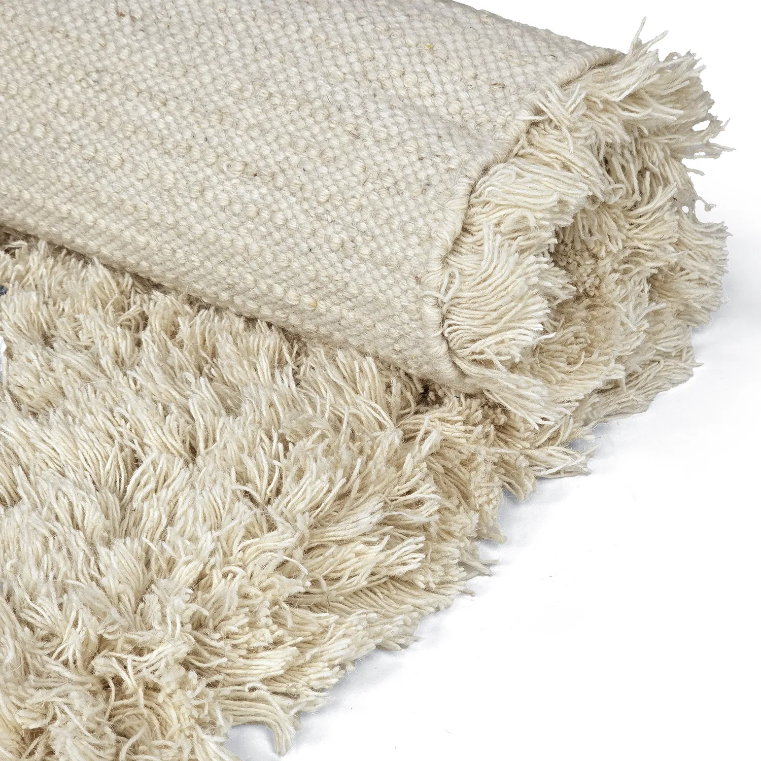 Koberce s dlhým vlasom - Fassale Hand Woven Wool Shaggy (krémový)