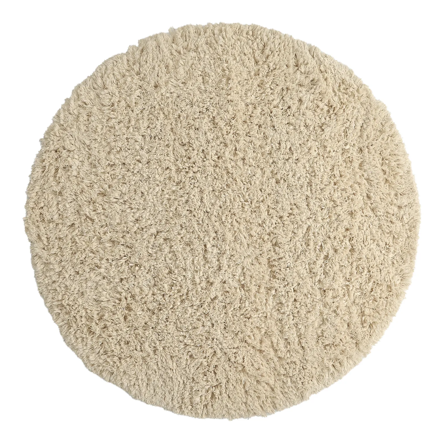 Kolo koberce - Fassale Hand Woven Wool Shaggy (krémový)