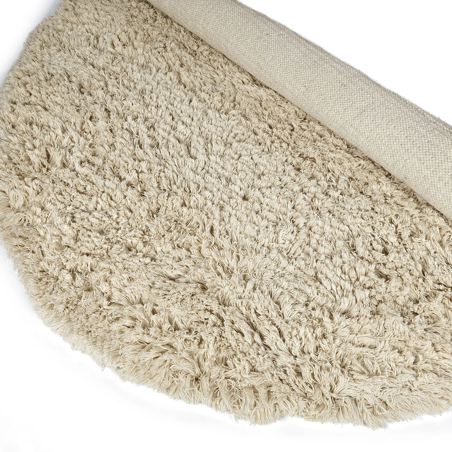 Kolo koberce - Fassale Hand Woven Wool Shaggy (krémový)