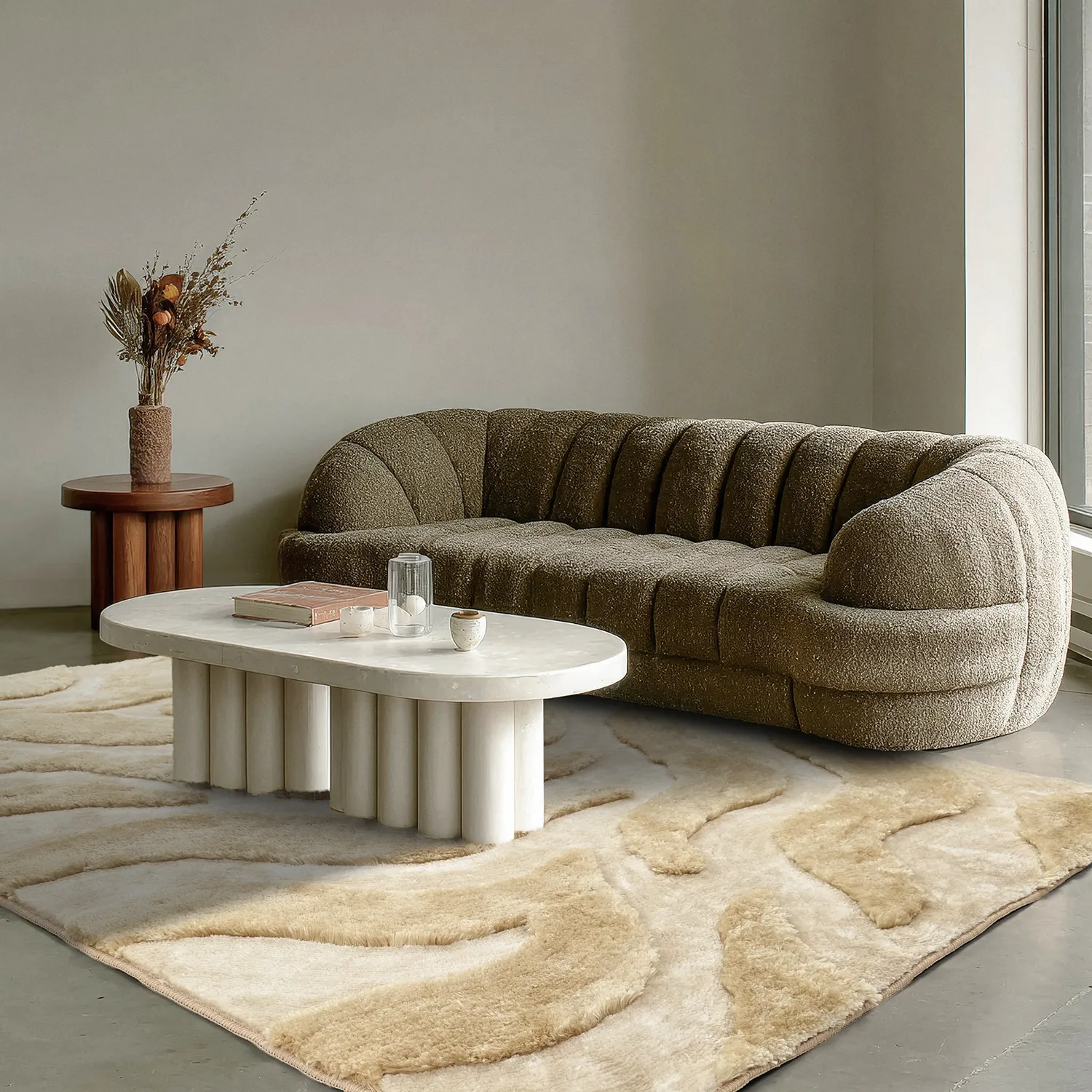 Koberce s dlhým vlasom - Fergana (krémová/bežová)