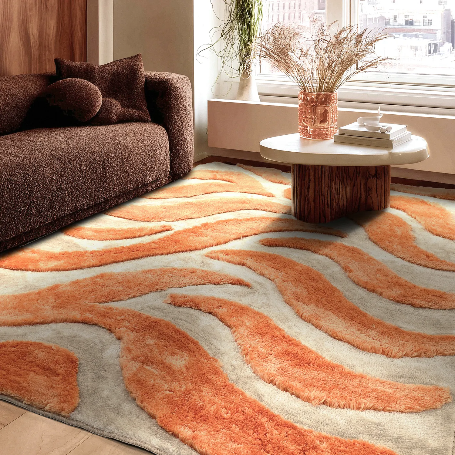 Koberce s dlhým vlasom - Fergana (krémová/oranžová)