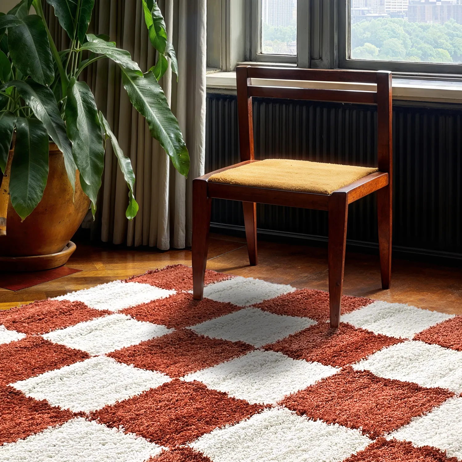 Koberce s dlhým vlasom - Gordes (oranžová/biela)