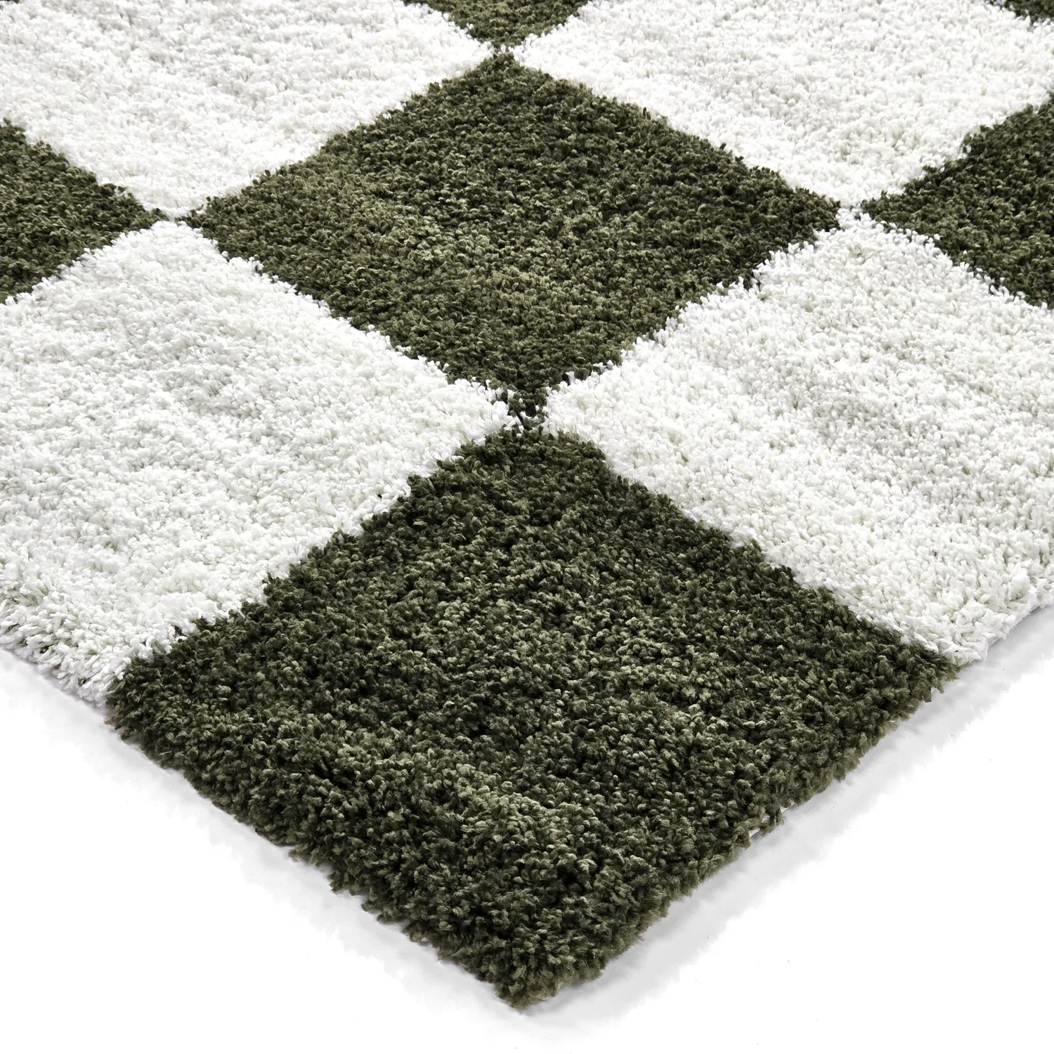 Koberce s dlhým vlasom - Gordes (zelená/biela)