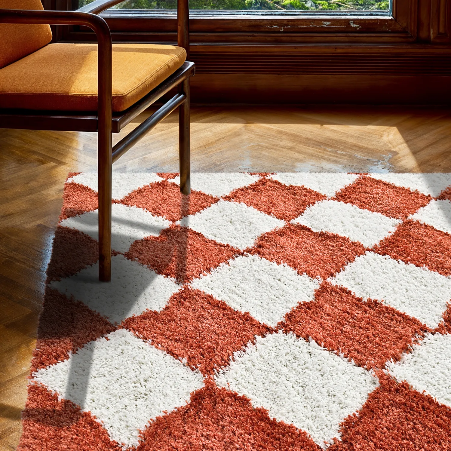 Koberce s chlpmi - Albi (biela/oranžová)