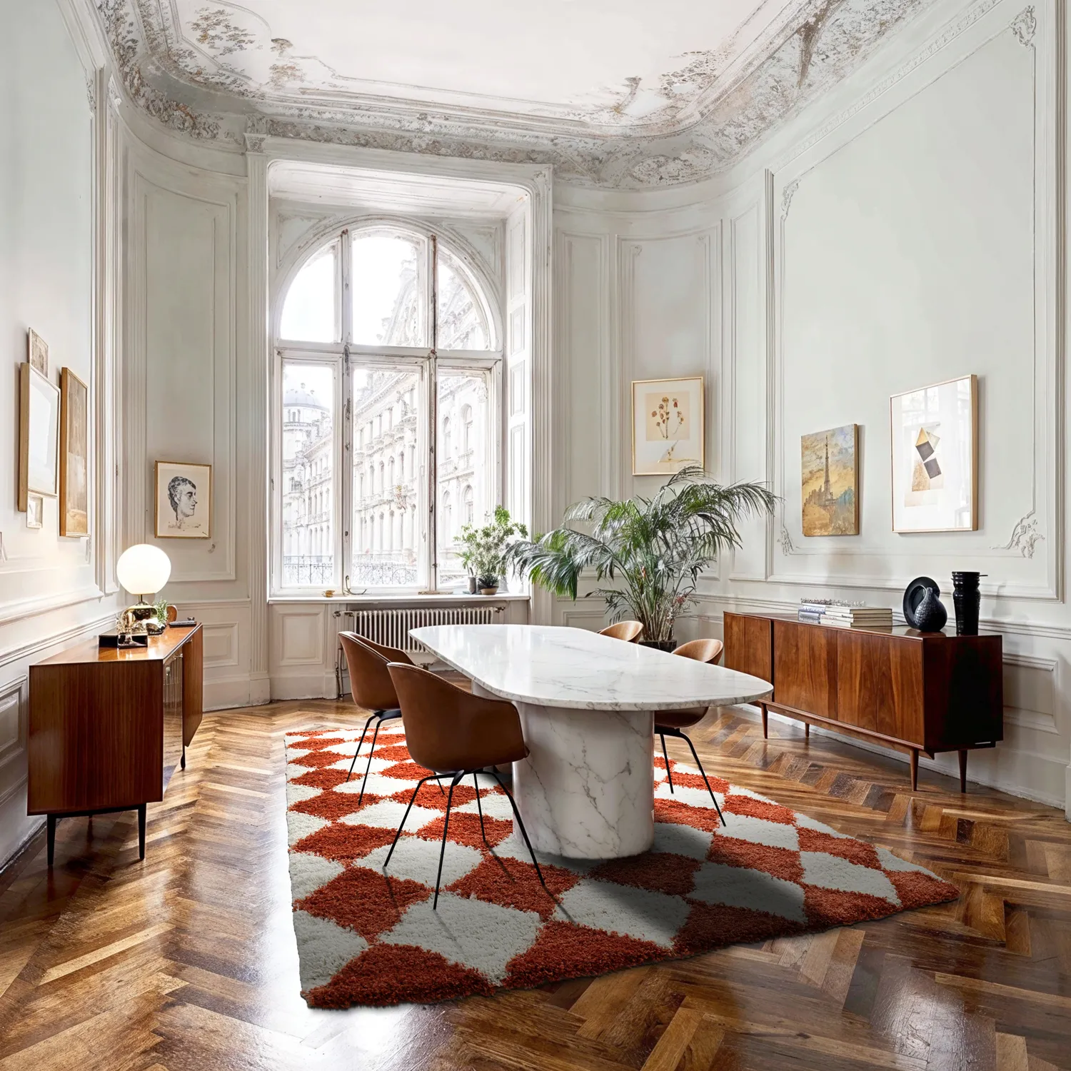 Koberce s chlpmi - Albi (biela/oranžová)