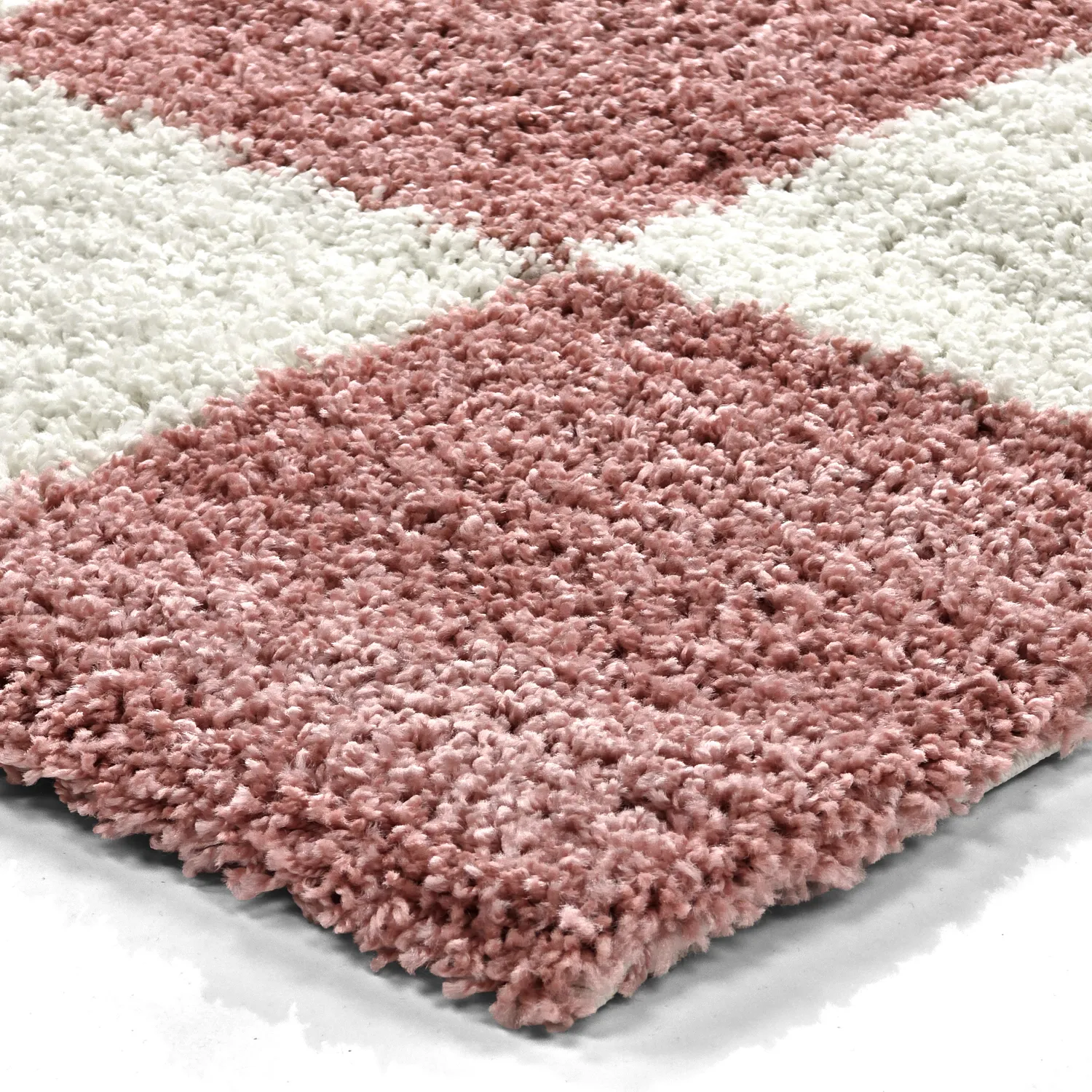 Koberce s dlhým vlasom - Gordes (ružová/biela)