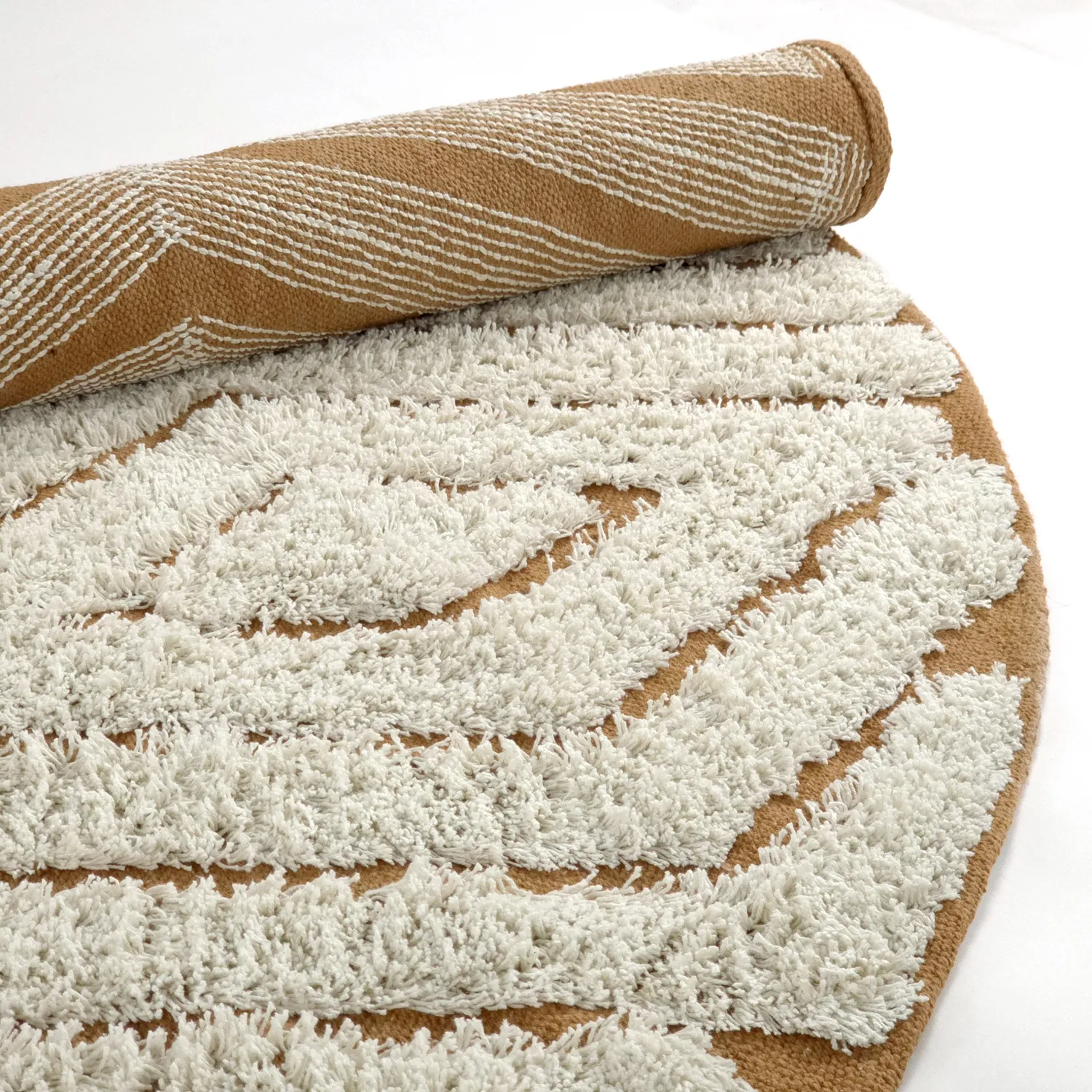 Kruhový koberec - Holwell Natural Cotton Shaggy (špinavá biela/hnedá)