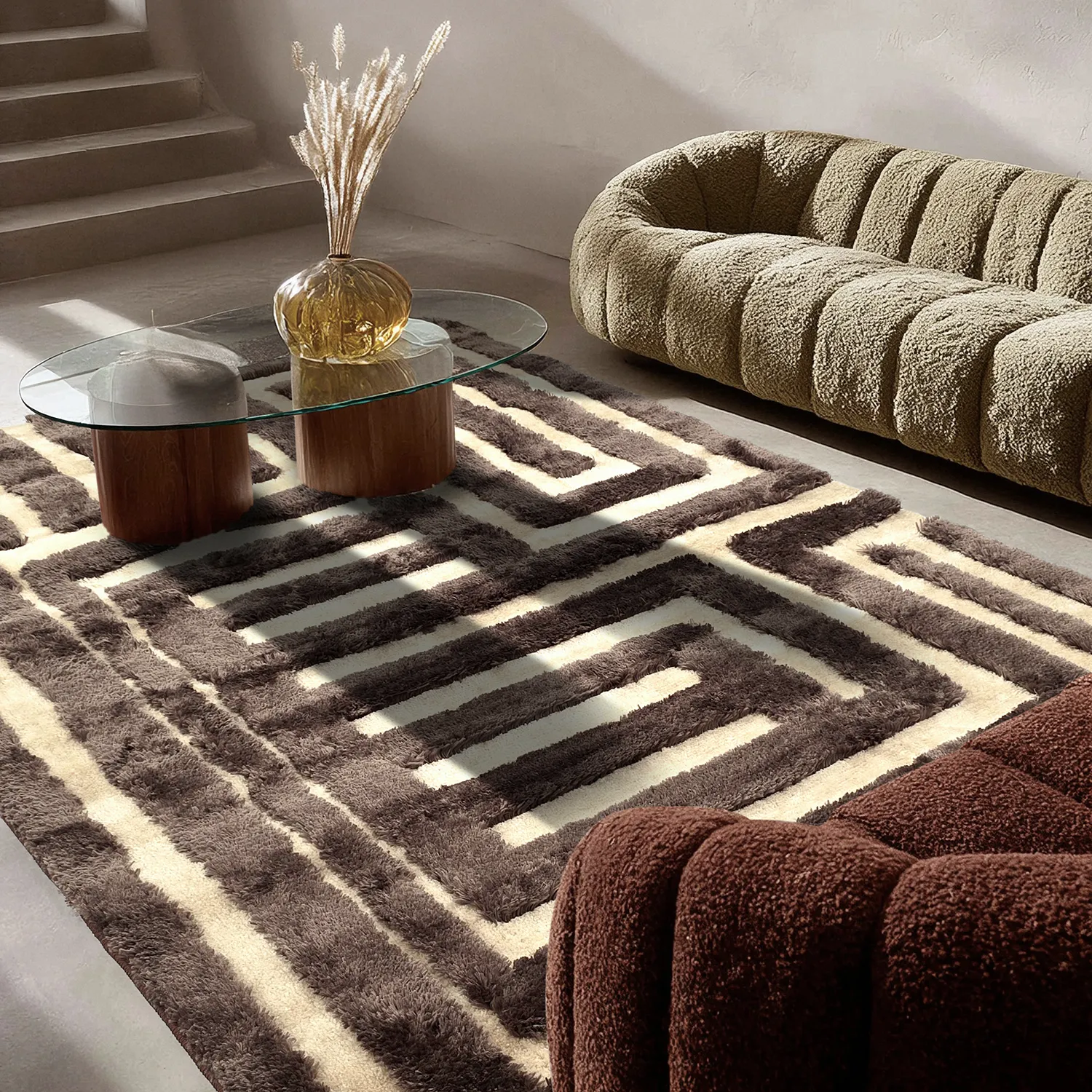 Koberce s dlhým vlasom - Karbala (bežová/hnedá)