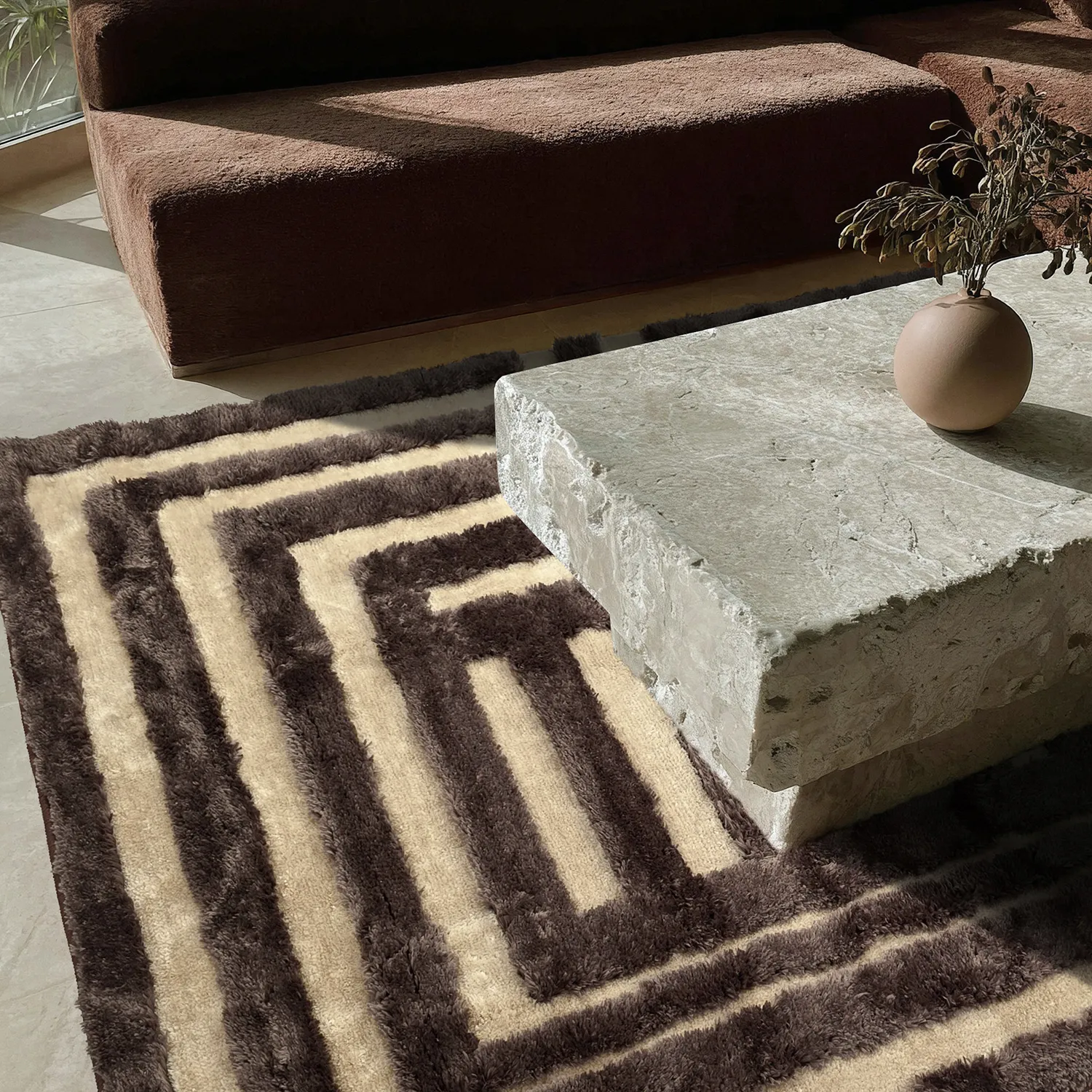 Koberce s dlhým vlasom - Karbala (bežová/hnedá)