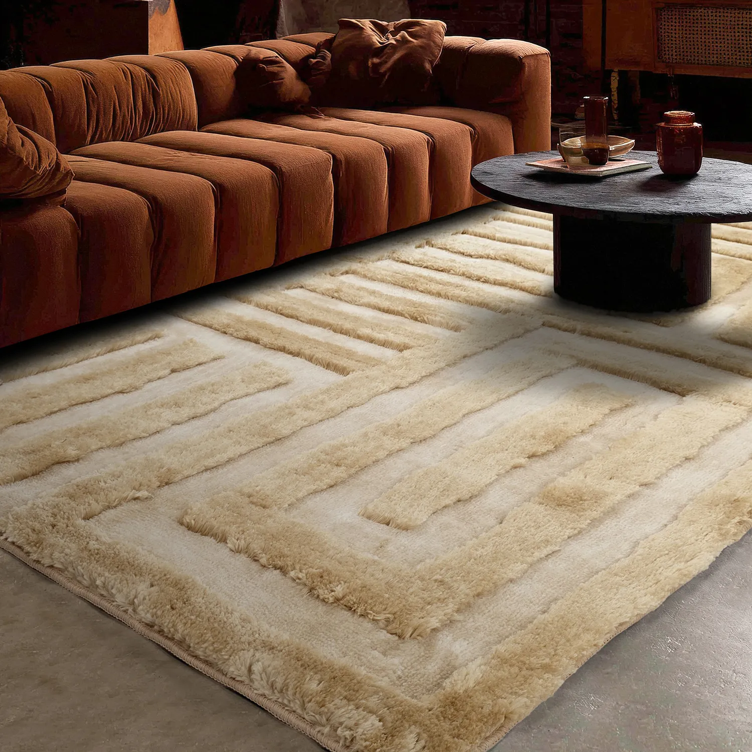 Koberce s dlhým vlasom - Karbala (krémová/bežová)