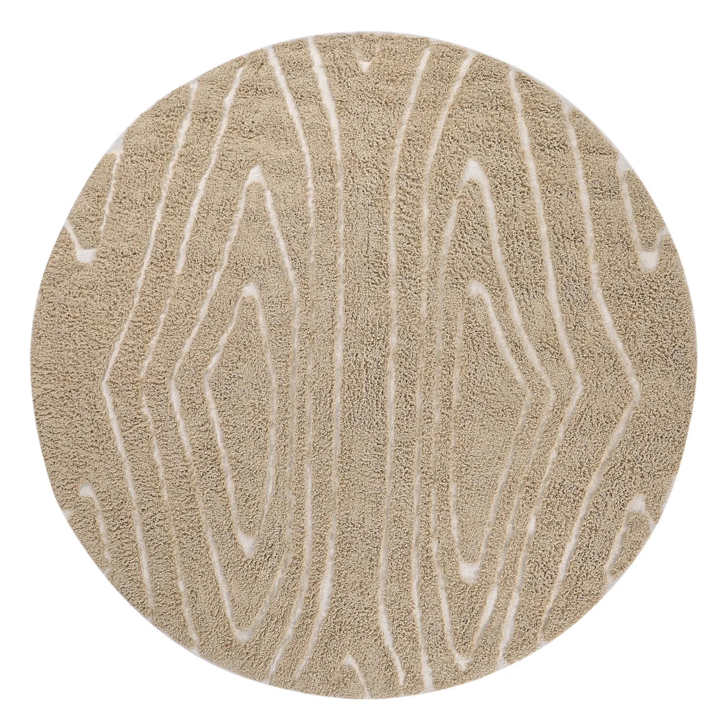 Kruhový koberec - Kindon Natural Cotton Shaggy (béžová/biela)