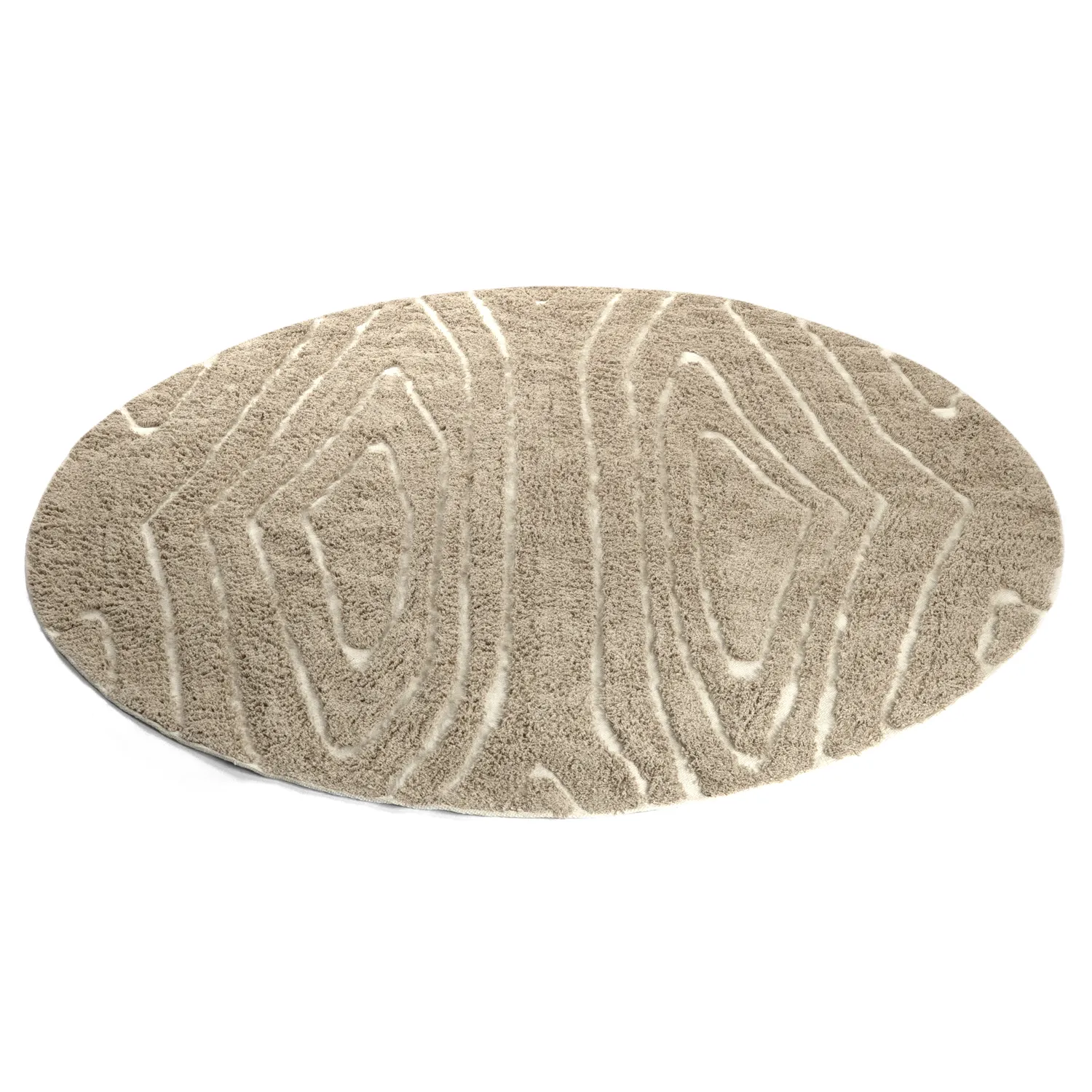 Kruhový koberec - Kindon Natural Cotton Shaggy (béžová/biela)