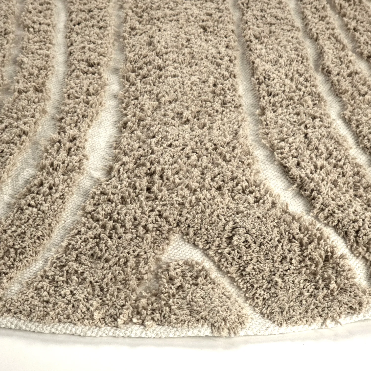 Kruhový koberec - Kindon Natural Cotton Shaggy (béžová/biela)