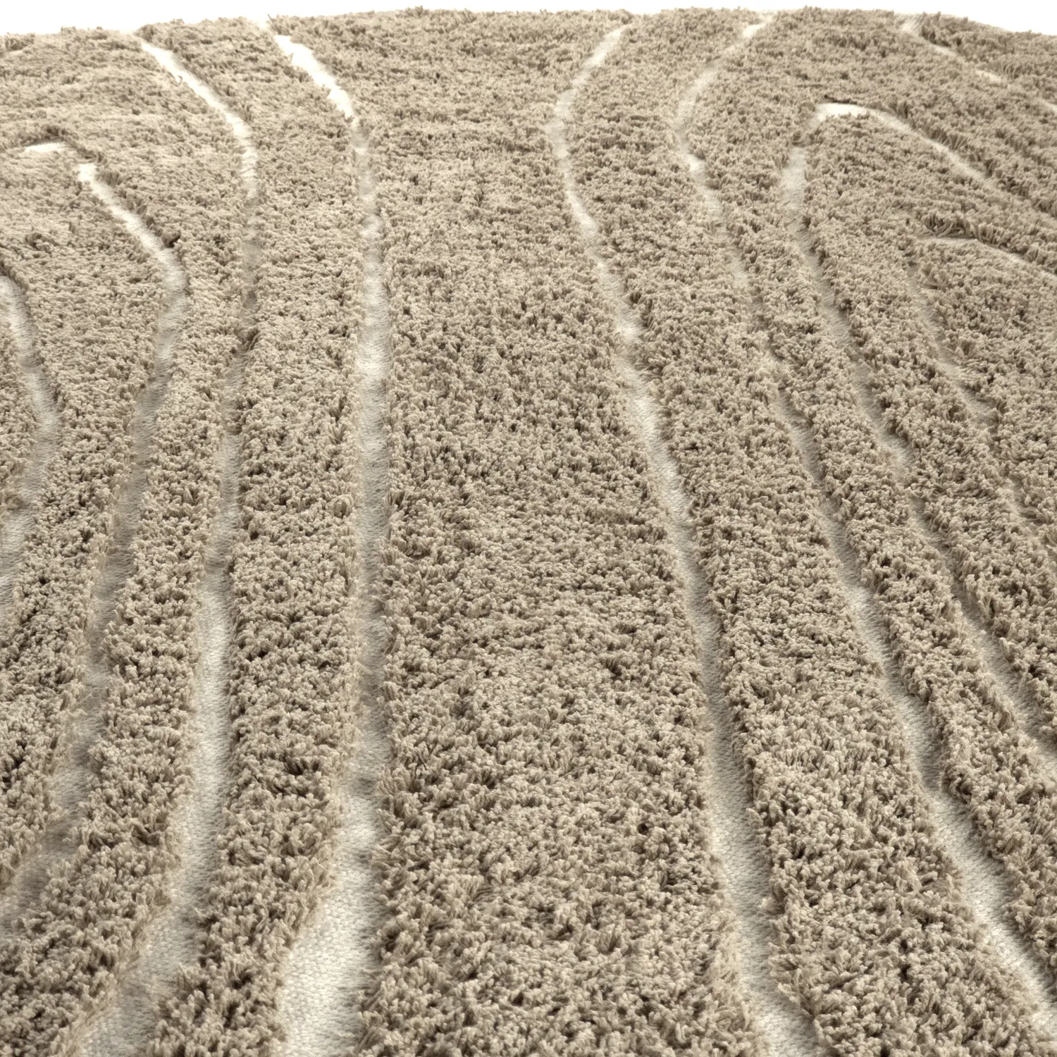 Kruhový koberec - Kindon Natural Cotton Shaggy (béžová/biela)