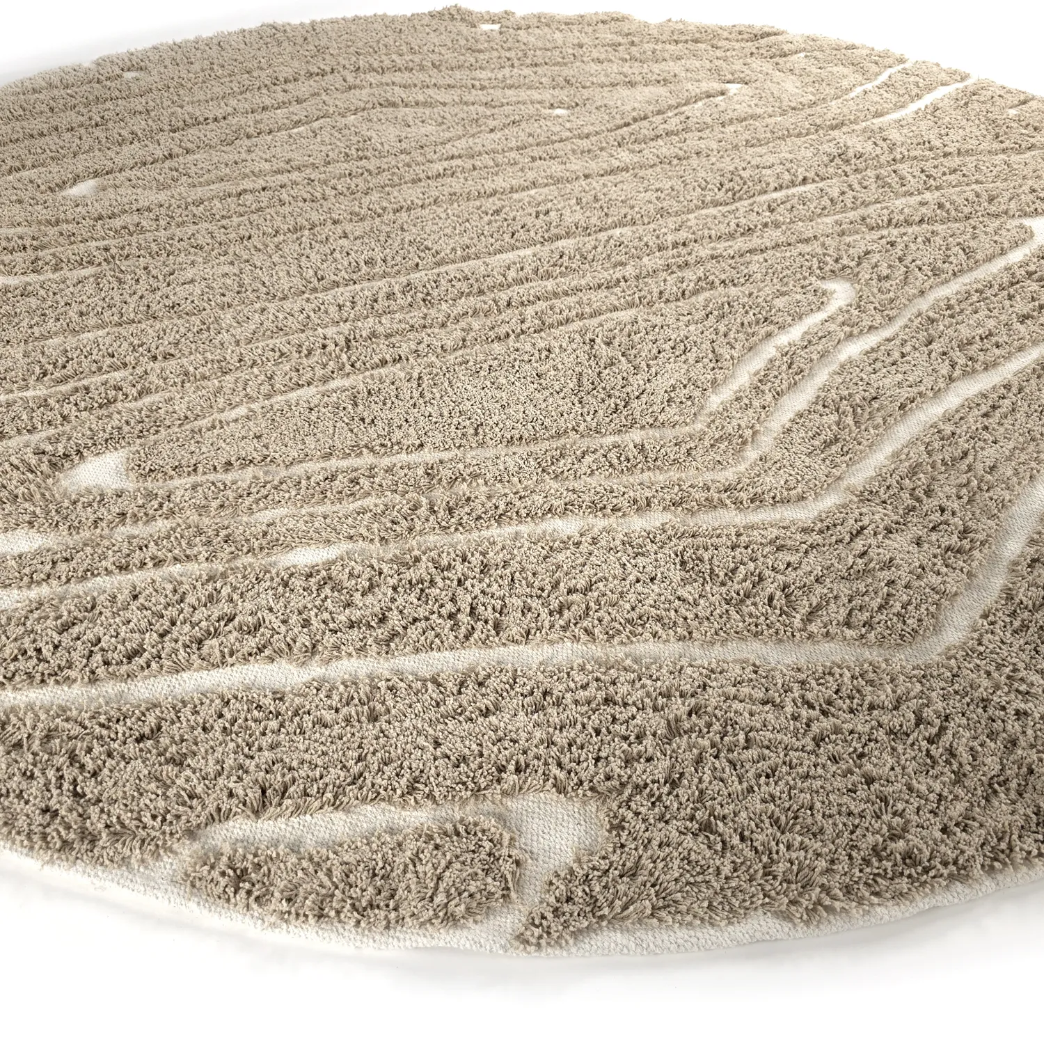 Kruhový koberec - Kindon Natural Cotton Shaggy (béžová/biela)