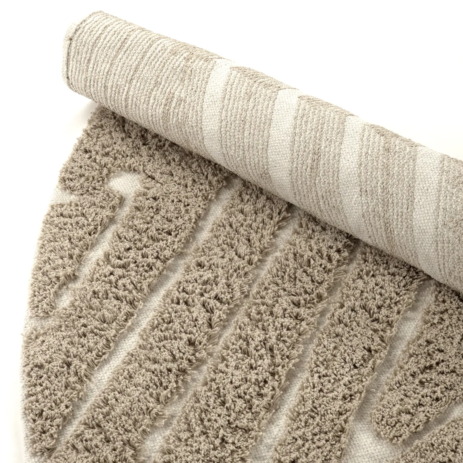 Kruhový koberec - Kindon Natural Cotton Shaggy (béžová/biela)