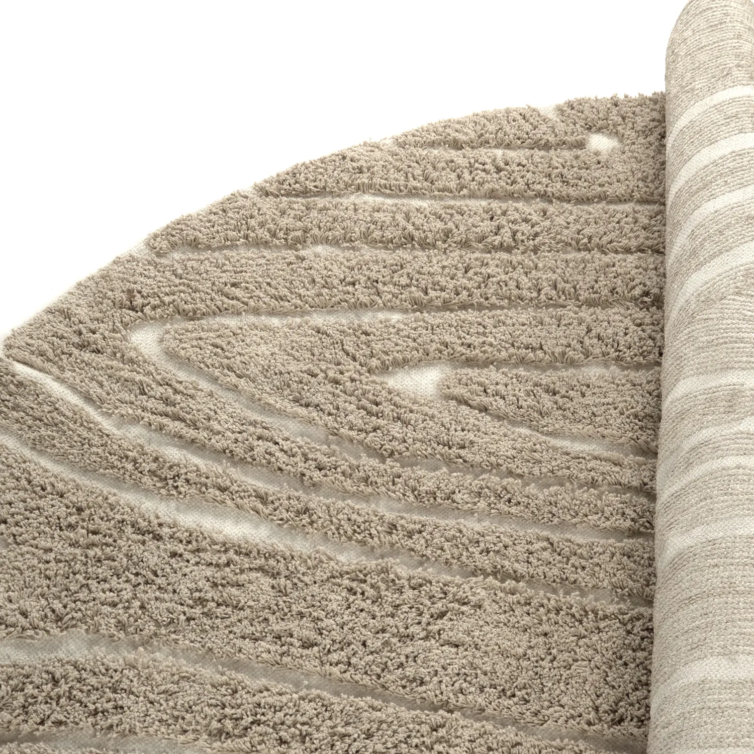 Kruhový koberec - Kindon Natural Cotton Shaggy (béžová/biela)