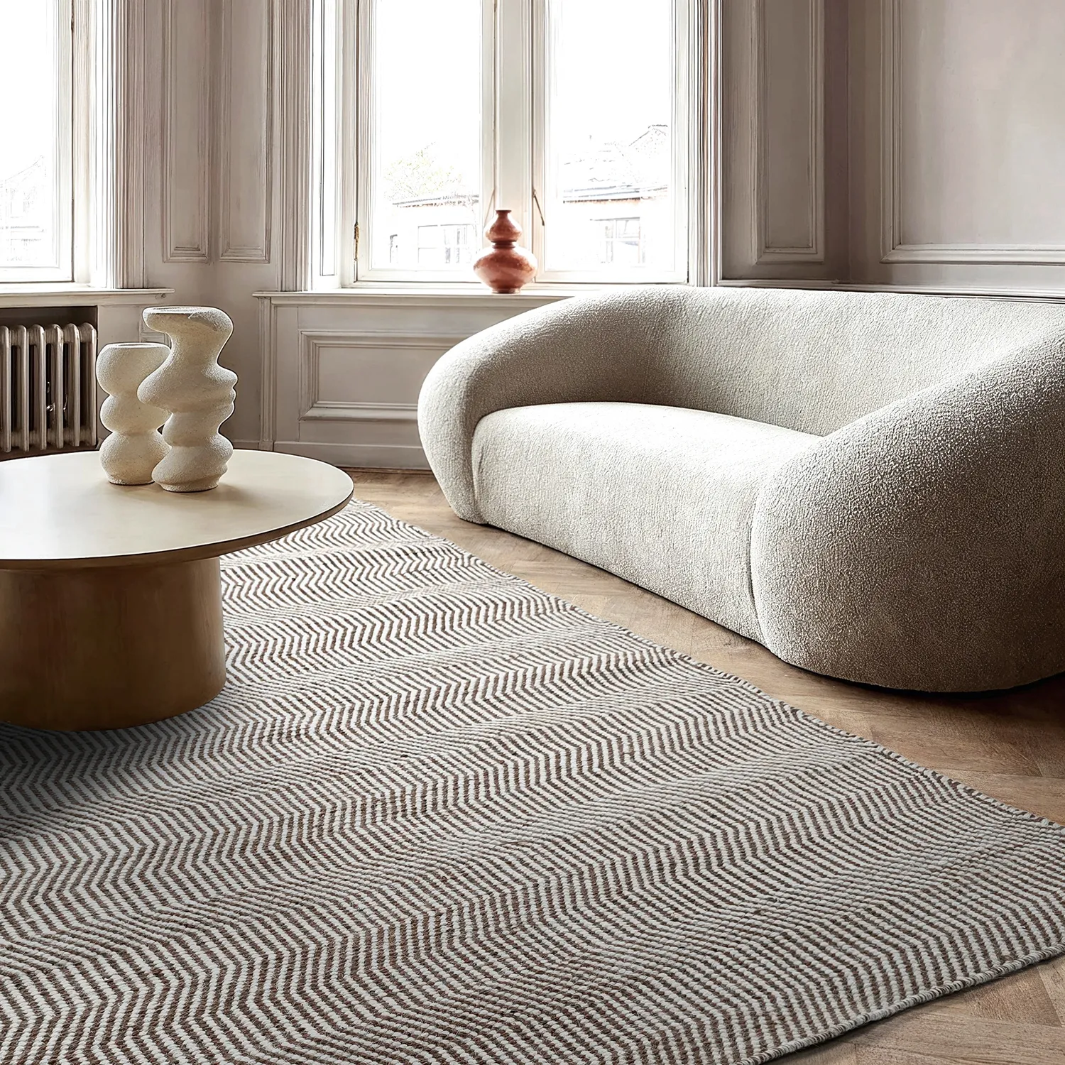 Vlnený koberec - Larkana (hnedá/biela)