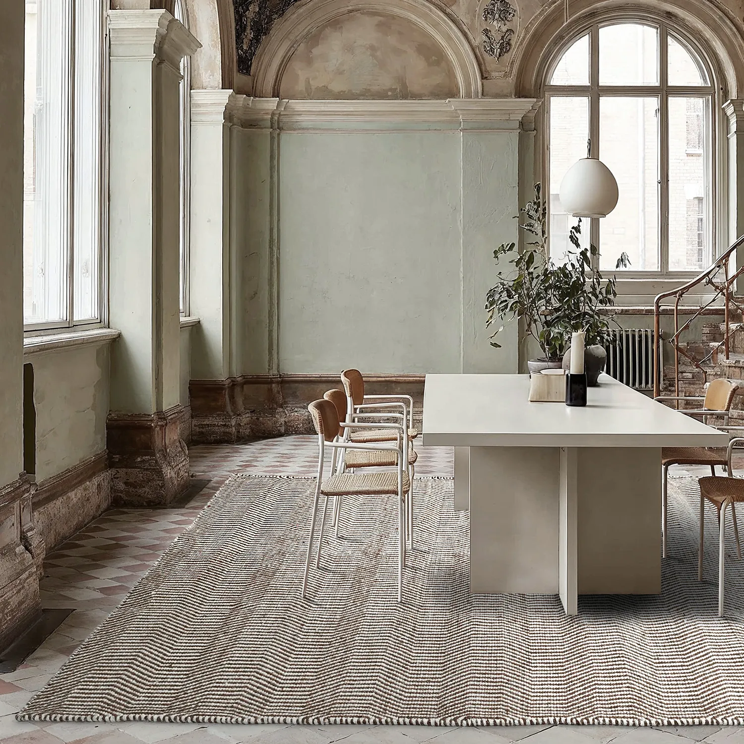 Vlnený koberec - Larkana (hnedá/biela)