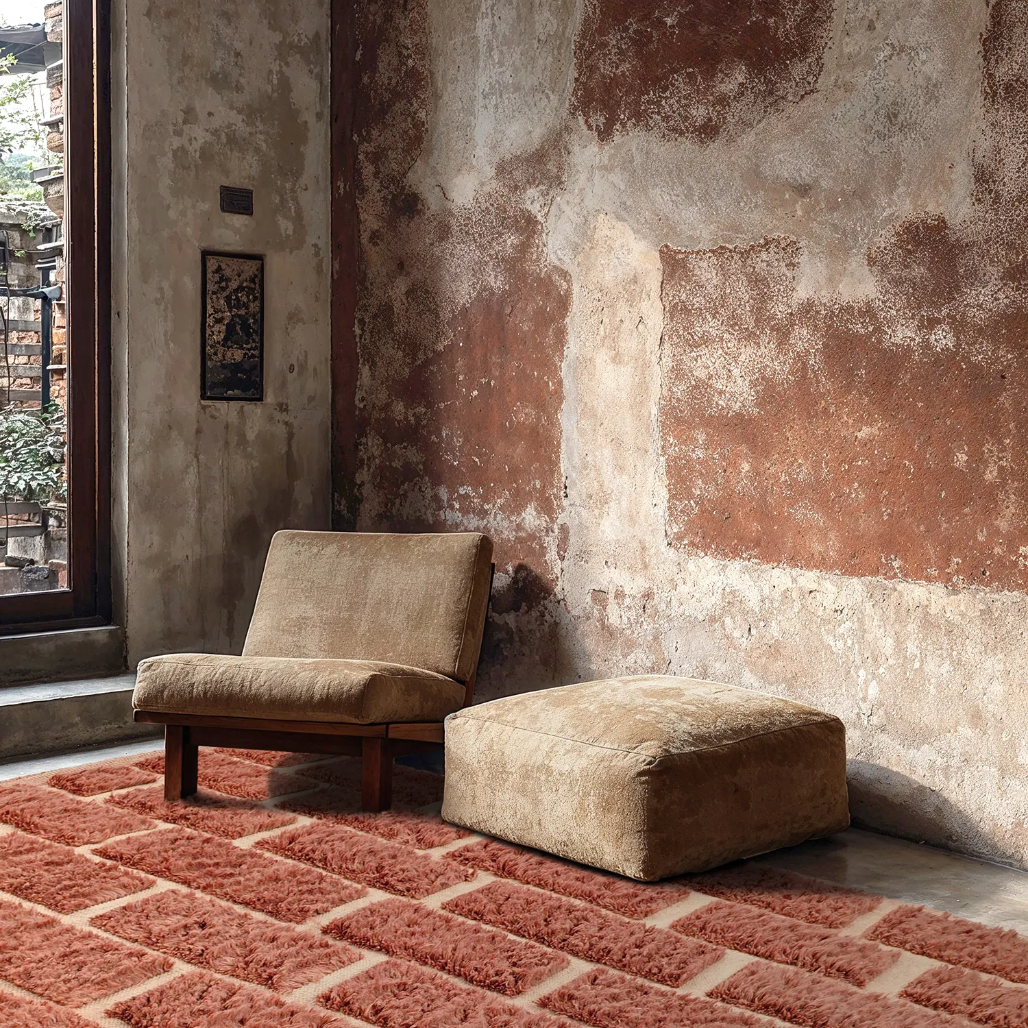 Koberce s dlhým vlasom - Leknes ručne tkaná vlnená shaggy (terracota)