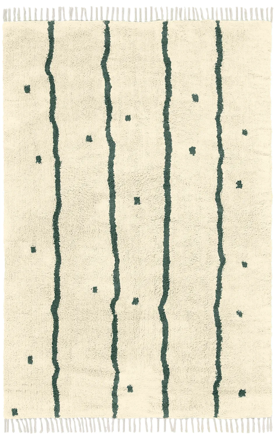 Koberce s chlpmi - Leora Natural Cotton Shaggy (bežová/zelená)