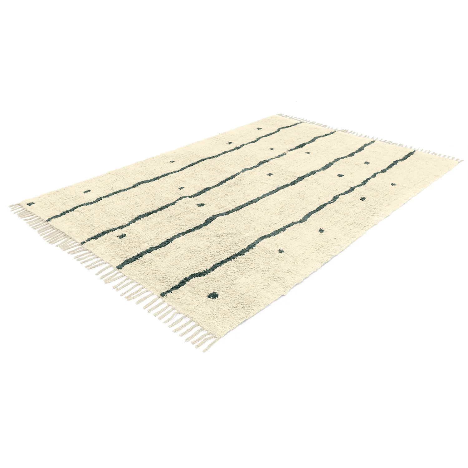 Koberce s chlpmi - Leora Natural Cotton Shaggy (bežová/zelená)