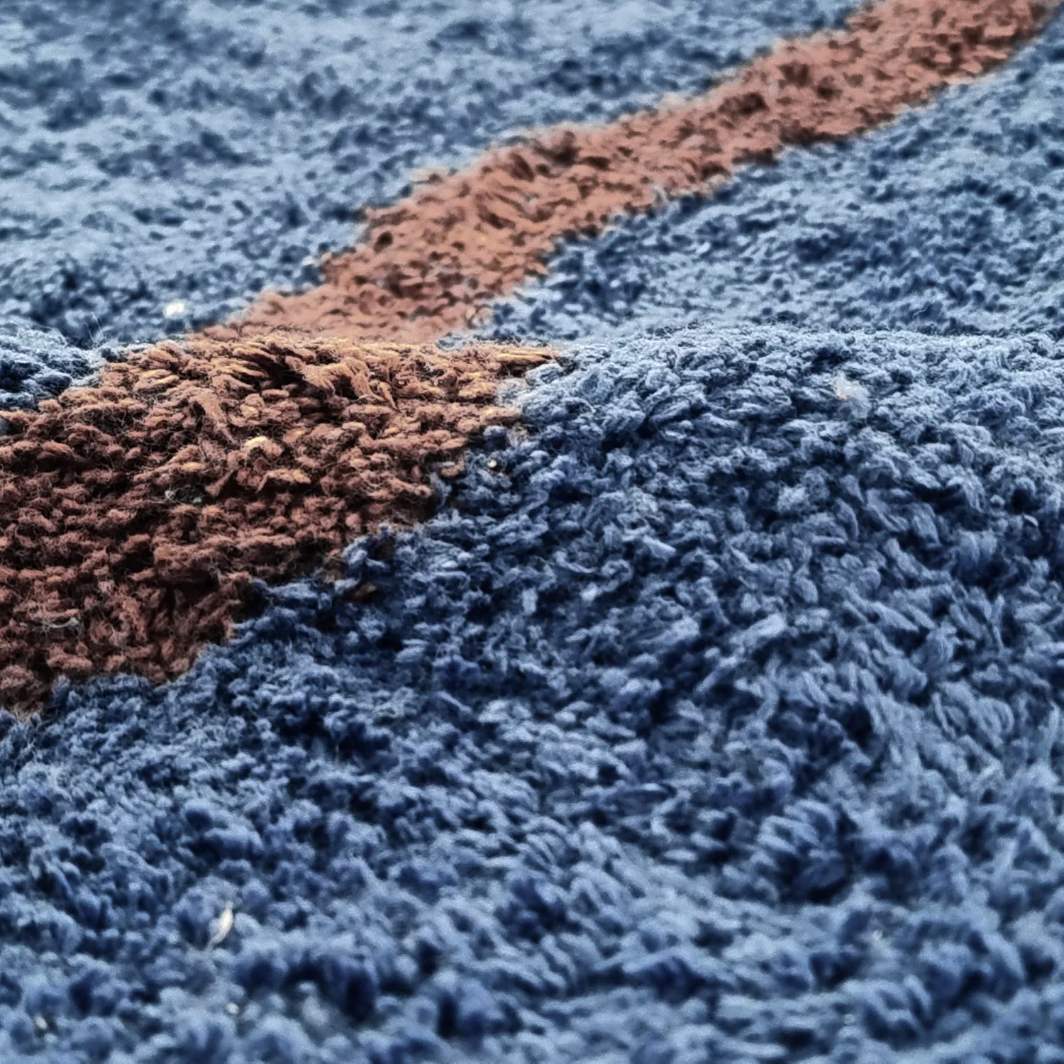 Kolo koberce - Leora Natural Cotton Shaggy (modrá/hnedá)