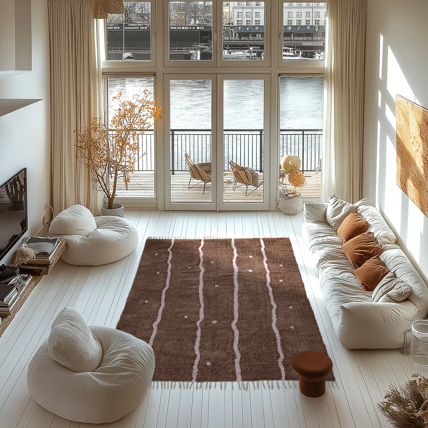 Koberce s dlhým vlasom - Leora Natural Cotton Shaggy (hnedá/fialová)