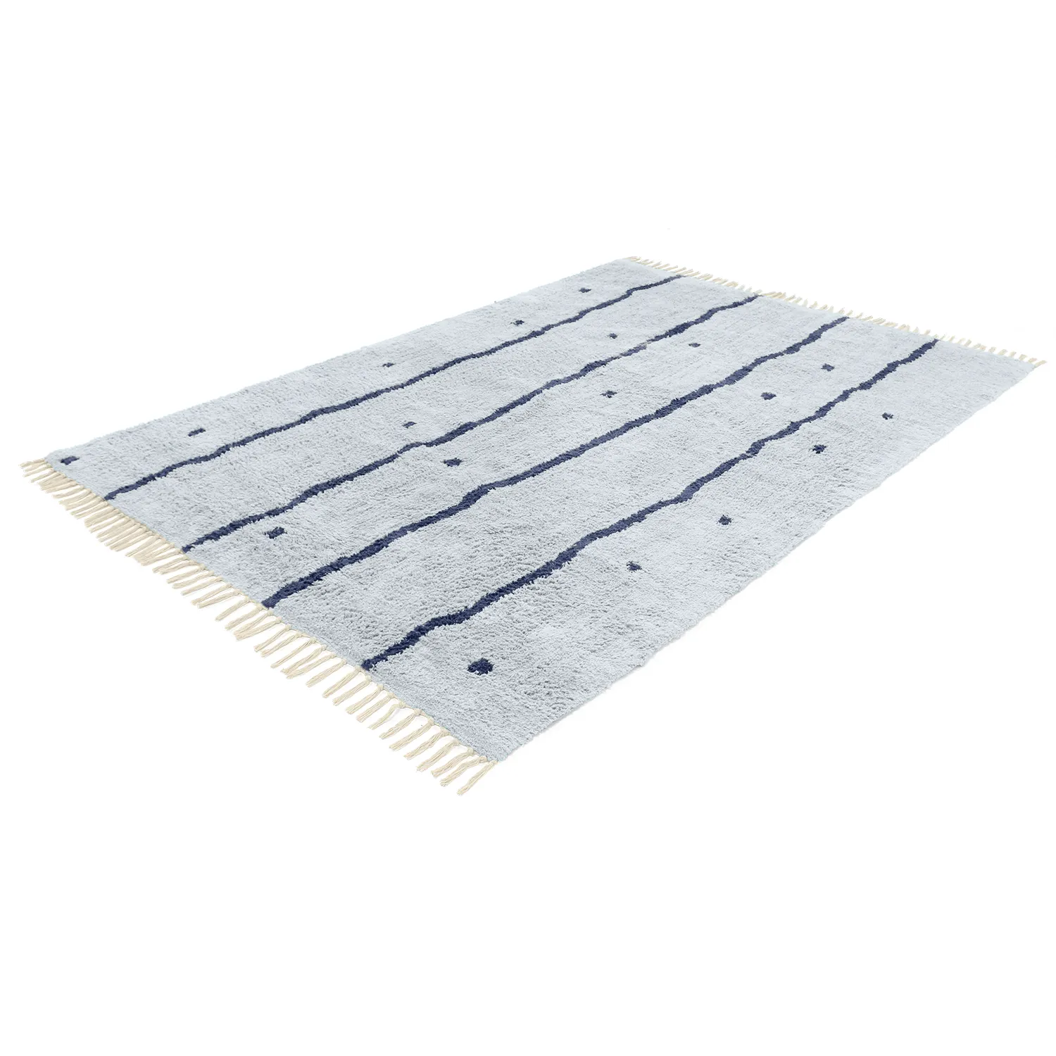 Koberce s dlhým vlasom - Leora Natural Cotton Shaggy (šedá/modrá)