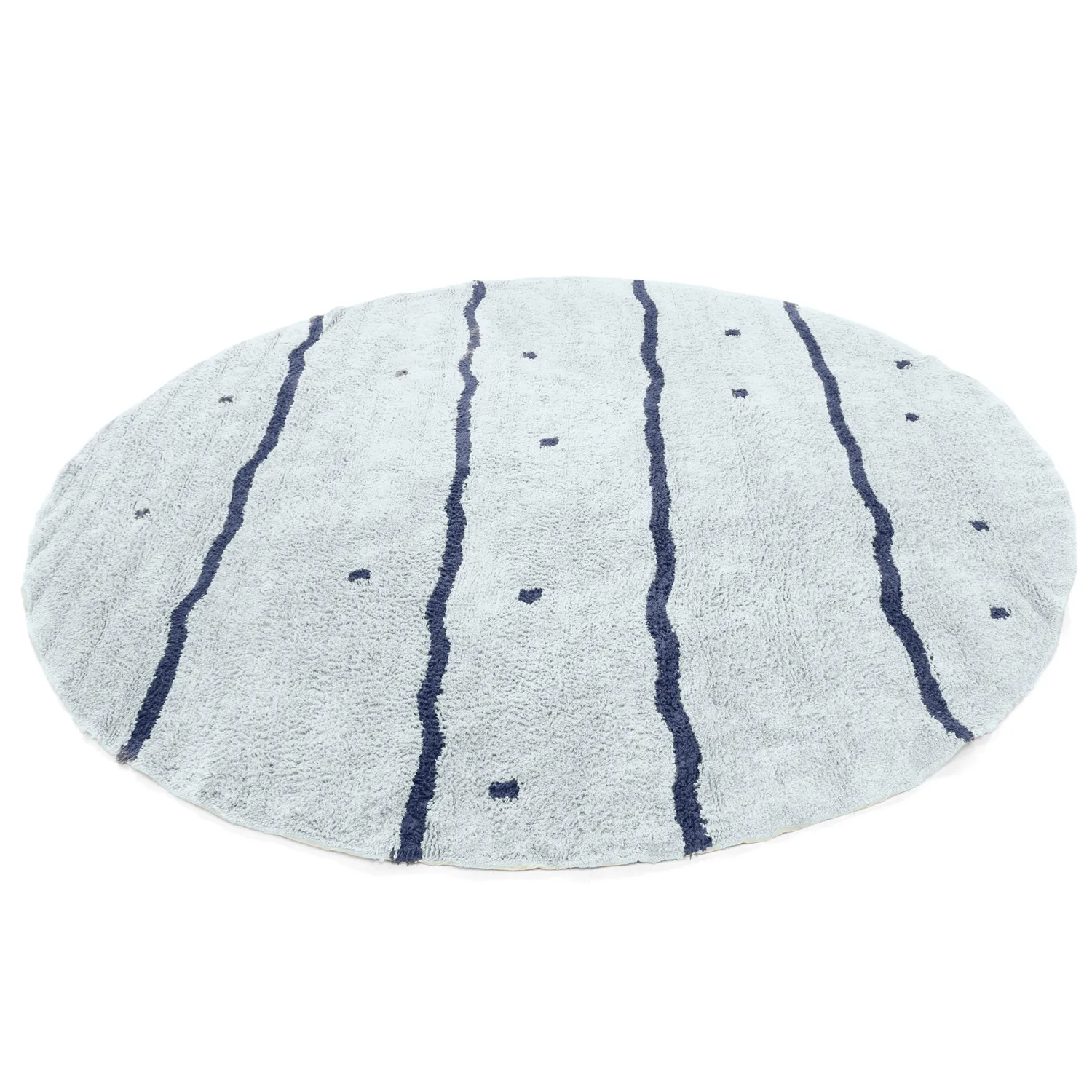 Kolo koberce - Leora Natural Cotton Shaggy (šedá/modrá)