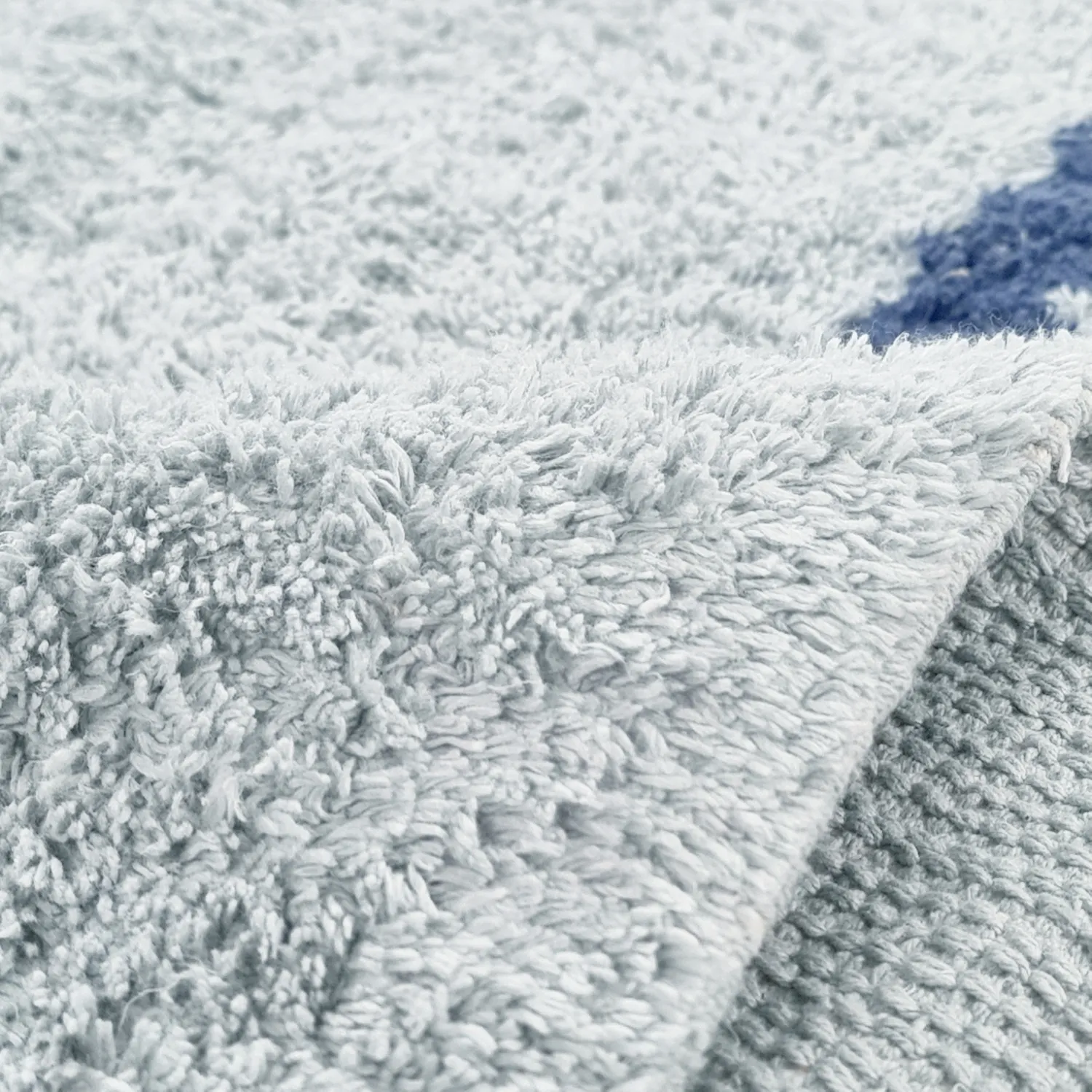 Kolo koberce - Leora Natural Cotton Shaggy (šedá/modrá)