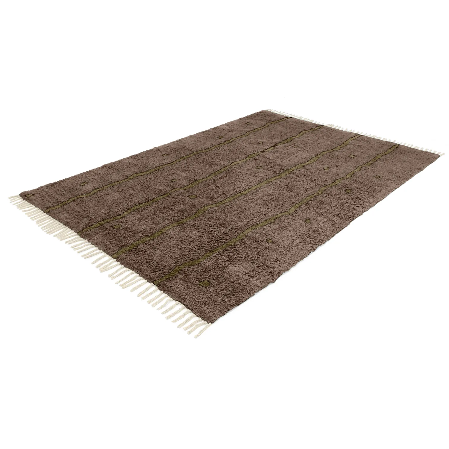 Koberce s dlhým vlasom - Leora Natural Cotton Shaggy (hnedá/olivová)