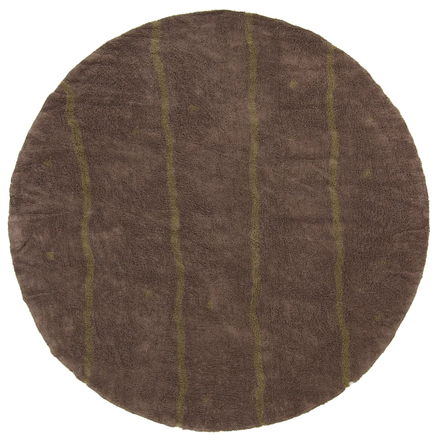 Kolo koberce - Leora Natural Cotton Shaggy (hnedá/olivová)