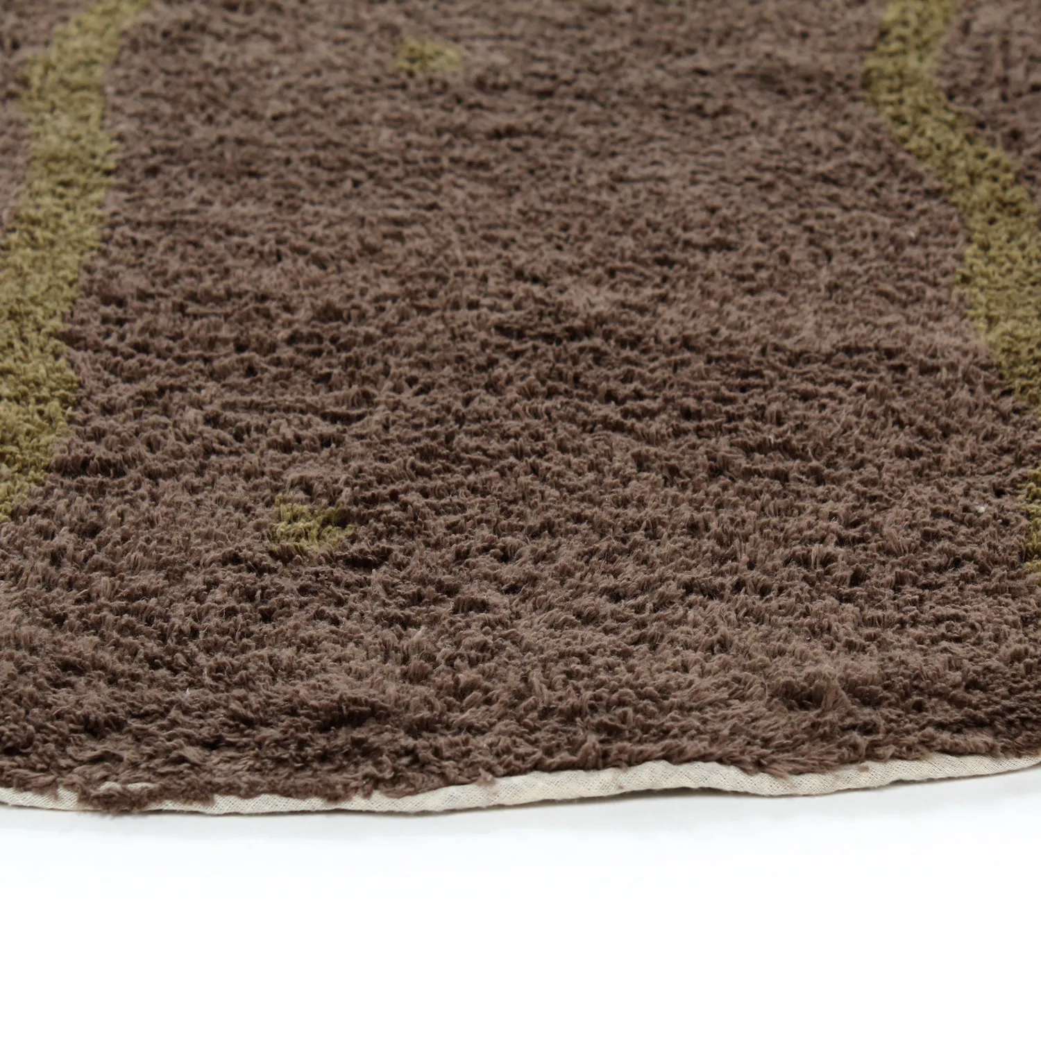 Kolo koberce - Leora Natural Cotton Shaggy (hnedá/olivová)