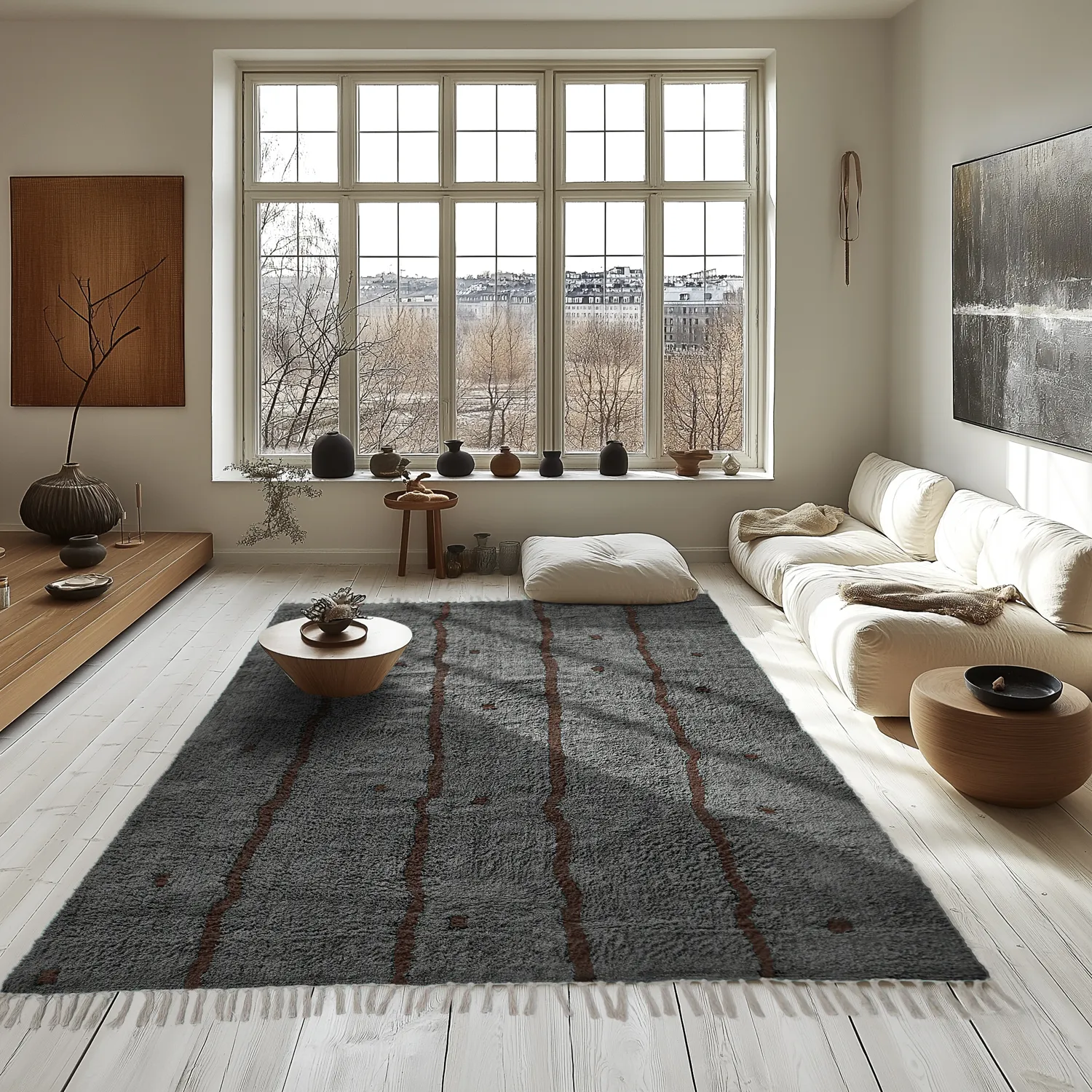 Koberce s dlhým vlasom - Leora Natural Cotton Shaggy (čierna/hnedá)