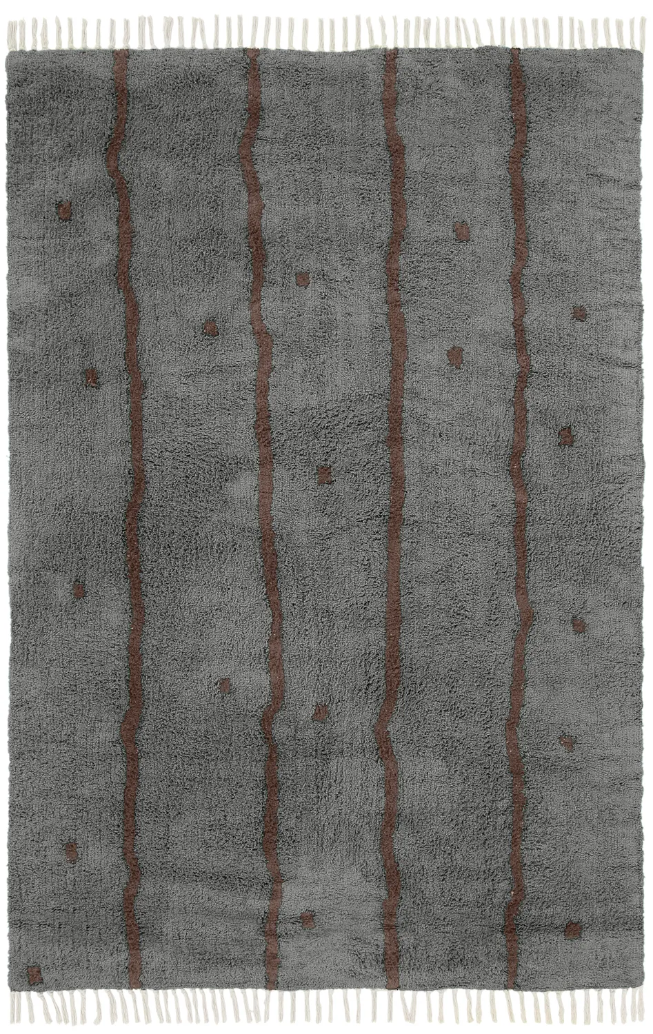 Koberce s dlhým vlasom - Leora Natural Cotton Shaggy (čierna/hnedá)