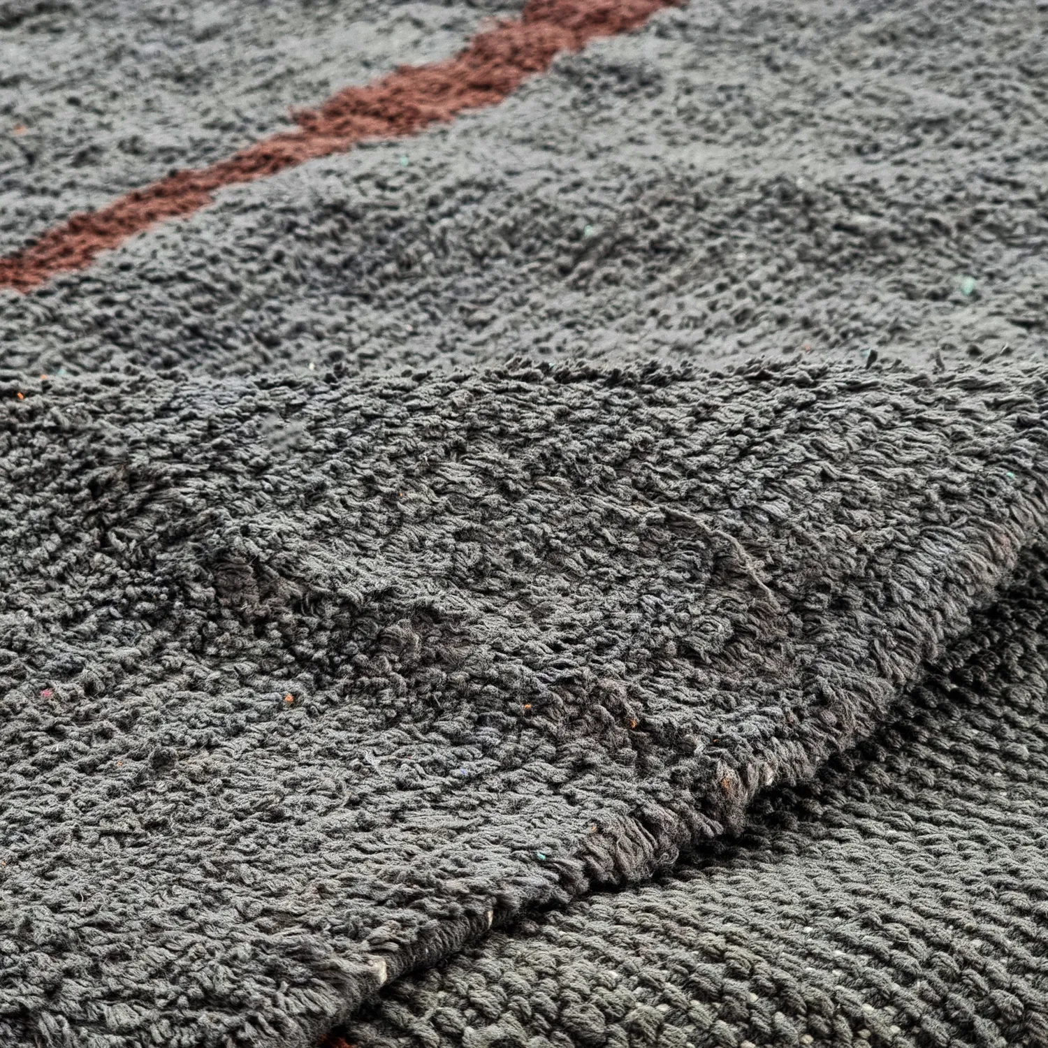 Kolo koberce - Leora Natural Cotton Shaggy (čierna/hnedá)