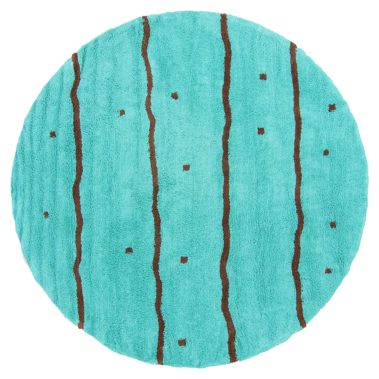 Kolo koberce - Leora Natural Cotton Shaggy (tyrkysová/hnedá)