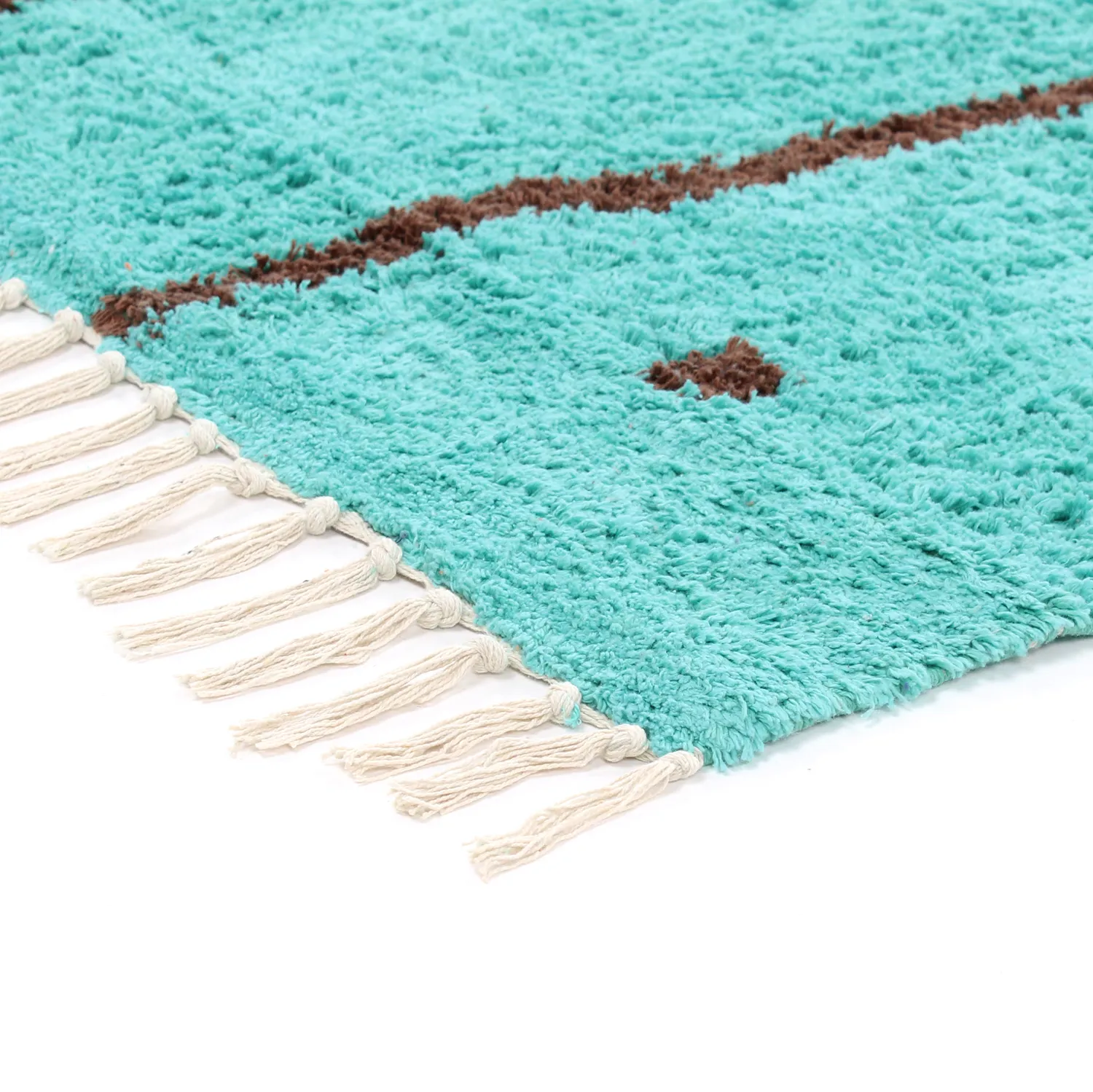 Koberce s dlhým vlasom - Leora Natural Cotton Shaggy (tyrkysová/hnedá)