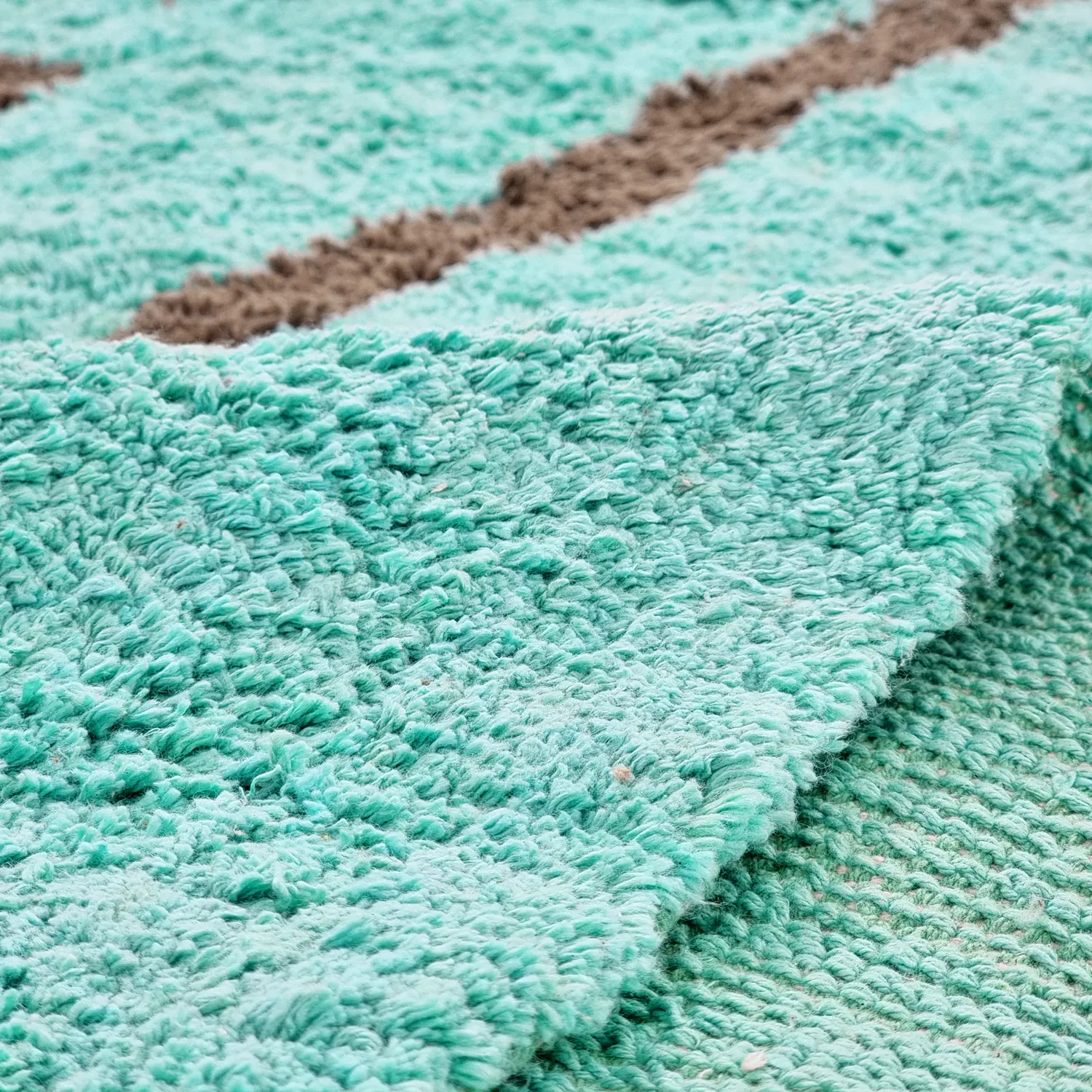 Kolo koberce - Leora Natural Cotton Shaggy (tyrkysová/hnedá)