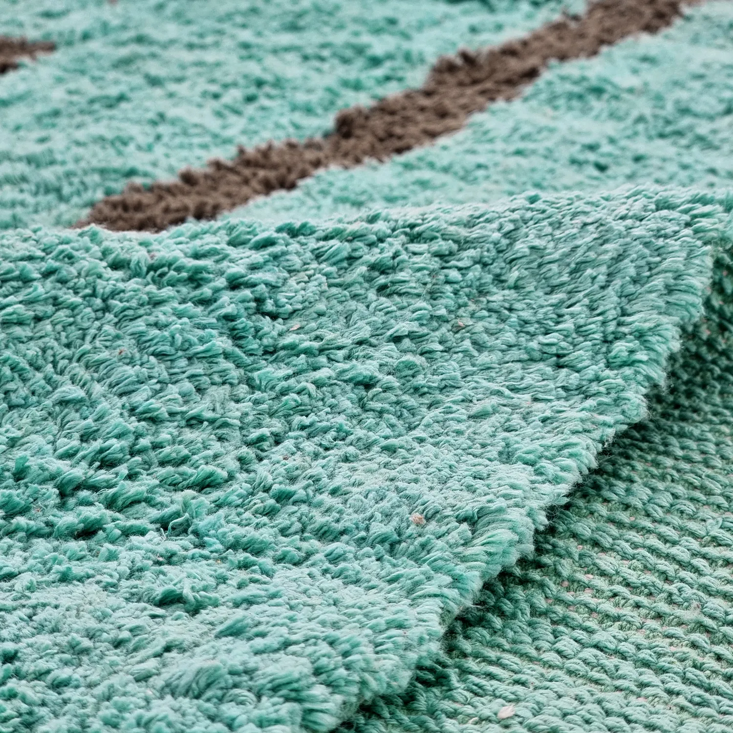 Koberce s dlhým vlasom - Leora Natural Cotton Shaggy (tyrkysová/hnedá)