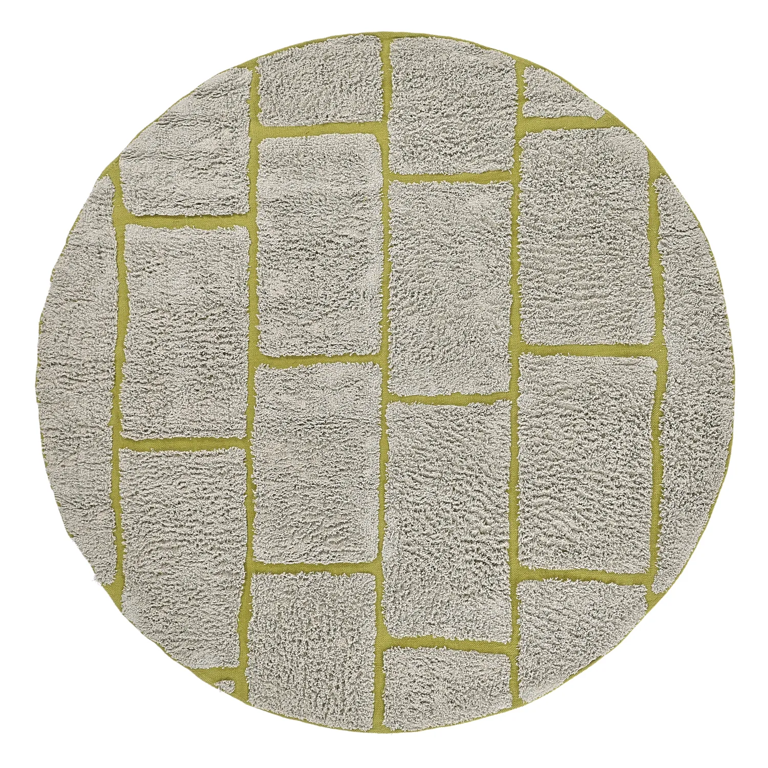 Kruhový koberec - Lindley Natural Cotton Shaggy (šedá/zelená)