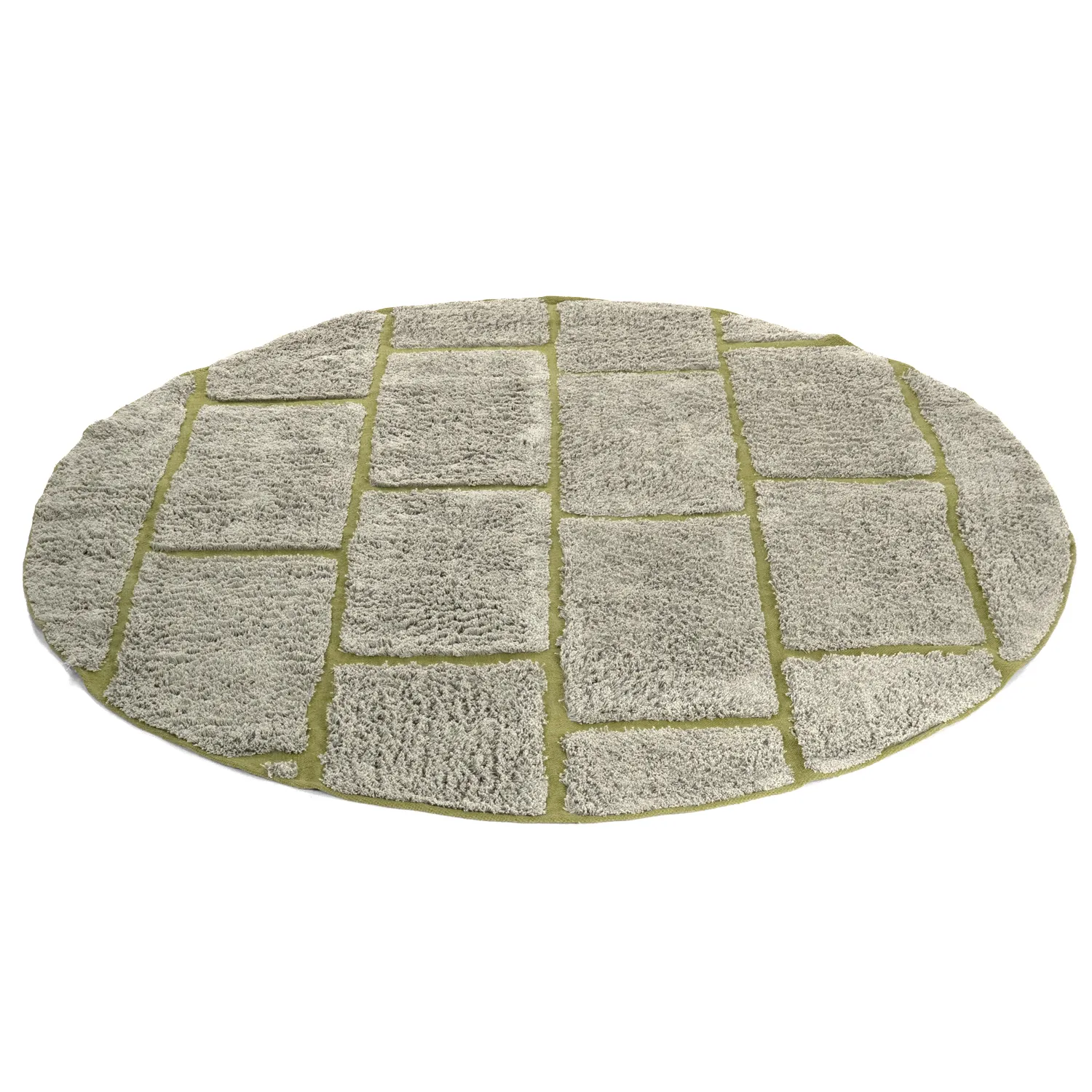 Kruhový koberec - Lindley Natural Cotton Shaggy (šedá/zelená)