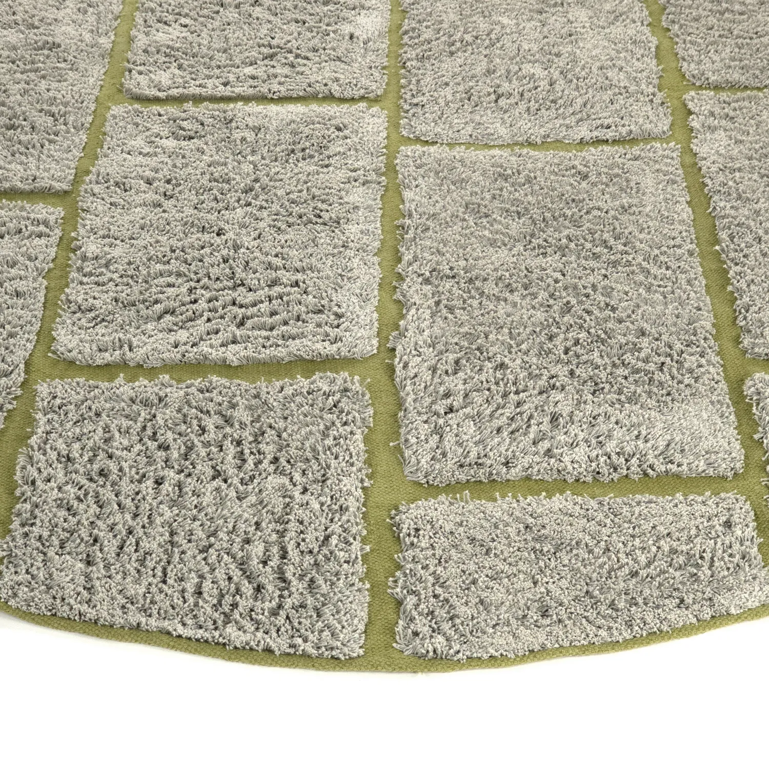 Kruhový koberec - Lindley Natural Cotton Shaggy (šedá/zelená)