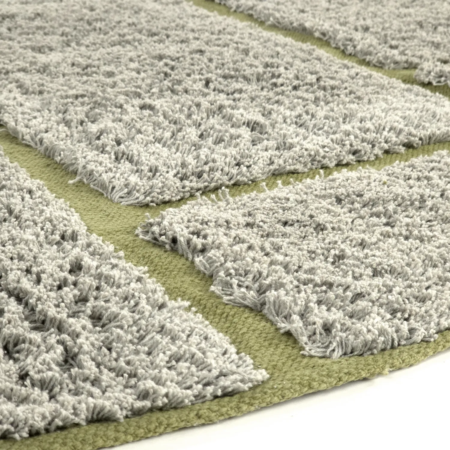 Kruhový koberec - Lindley Natural Cotton Shaggy (šedá/zelená)