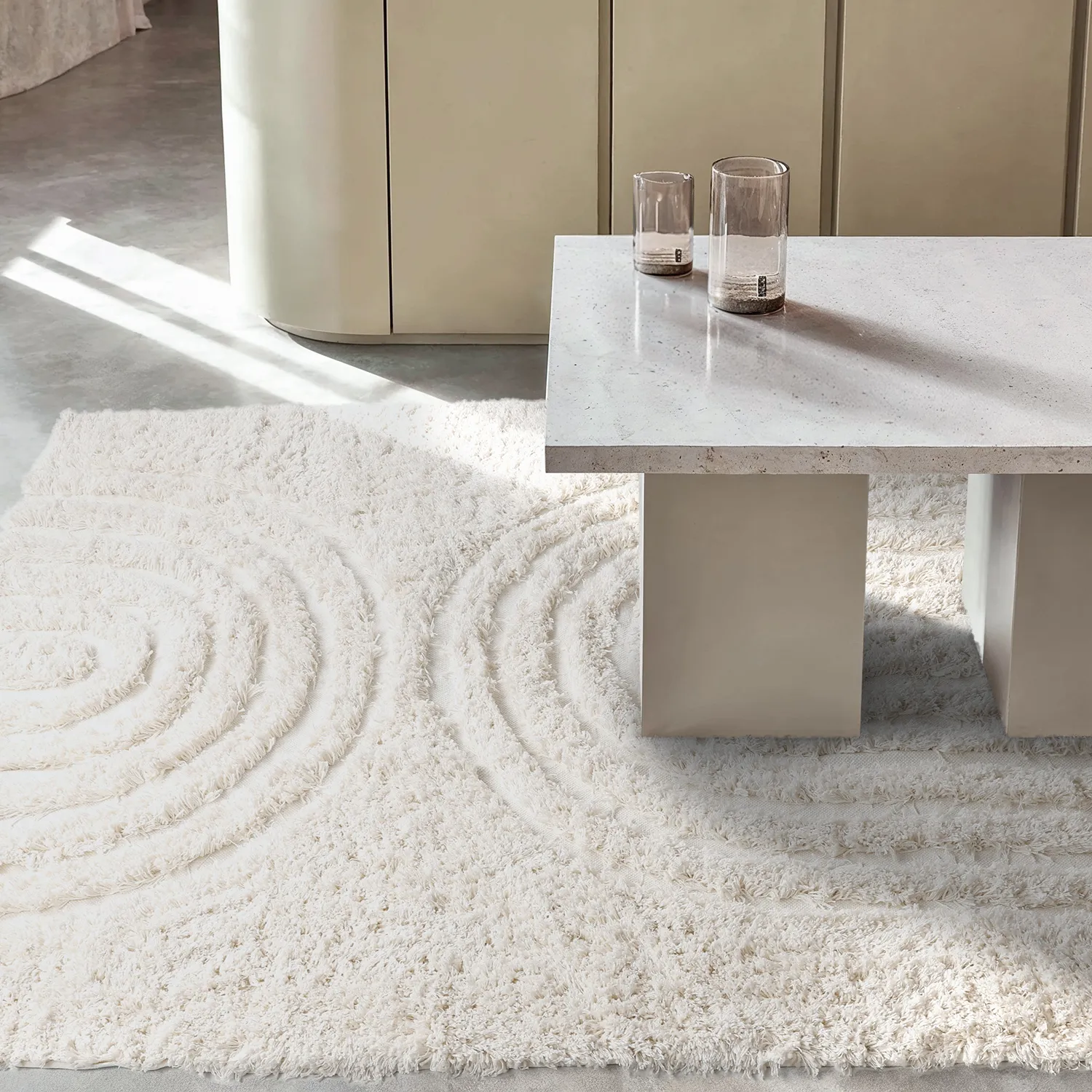 Ryamattor - Lindos Natural Cotton Shaggy (vit)