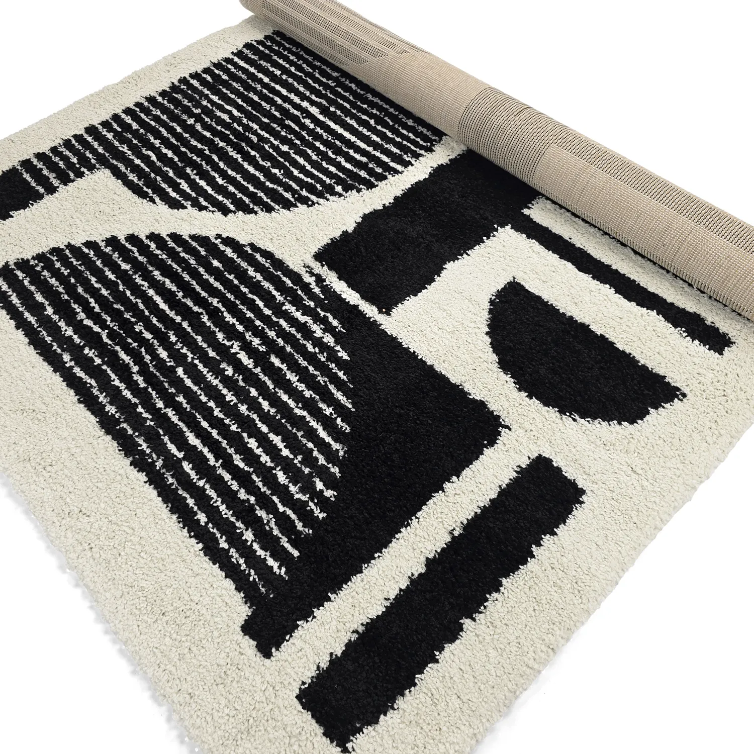 Koberec s chlpmi - Hnedý (čierny/biely)