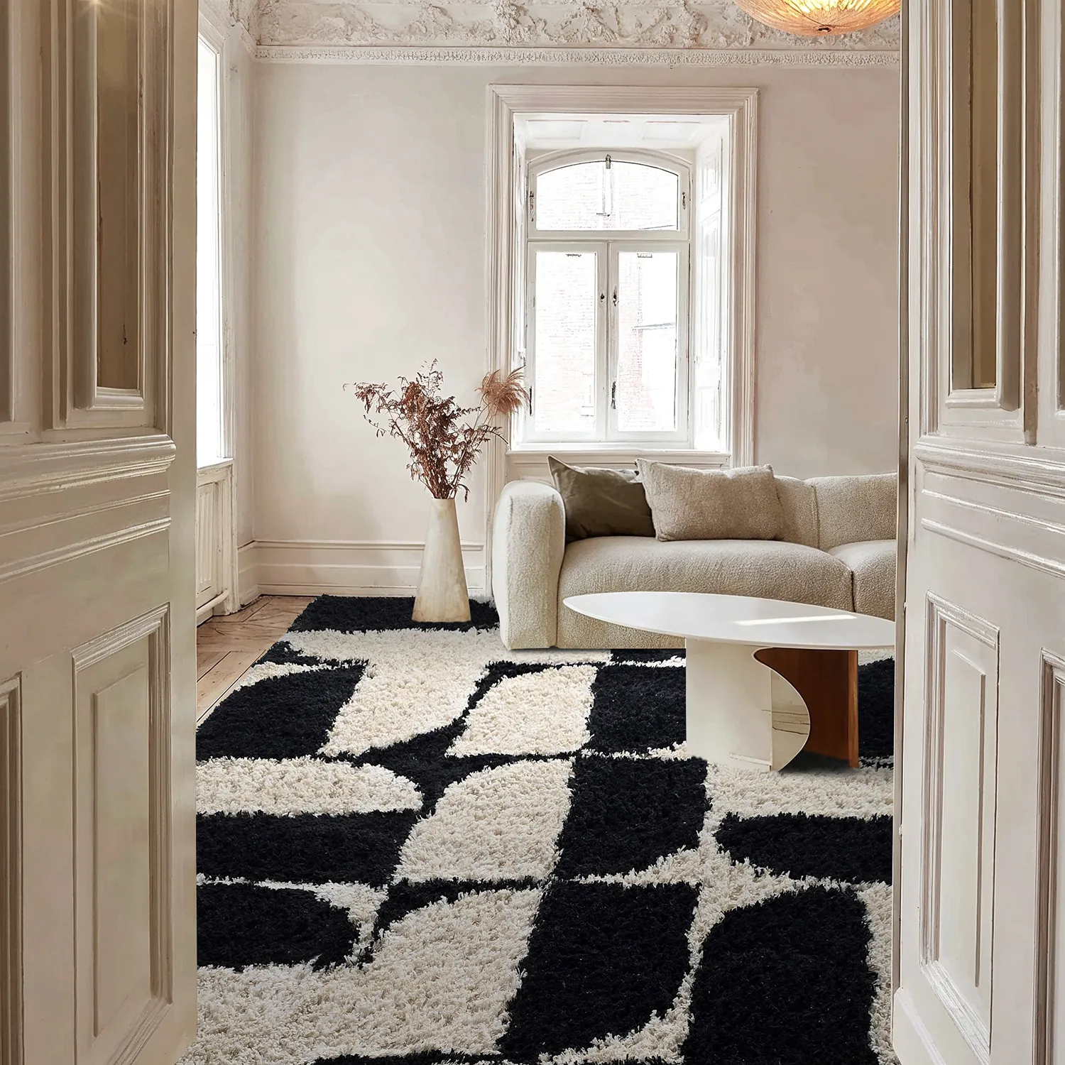 Ryamattor - Marvao Natural Cotton Shaggy (offwhite/svart)