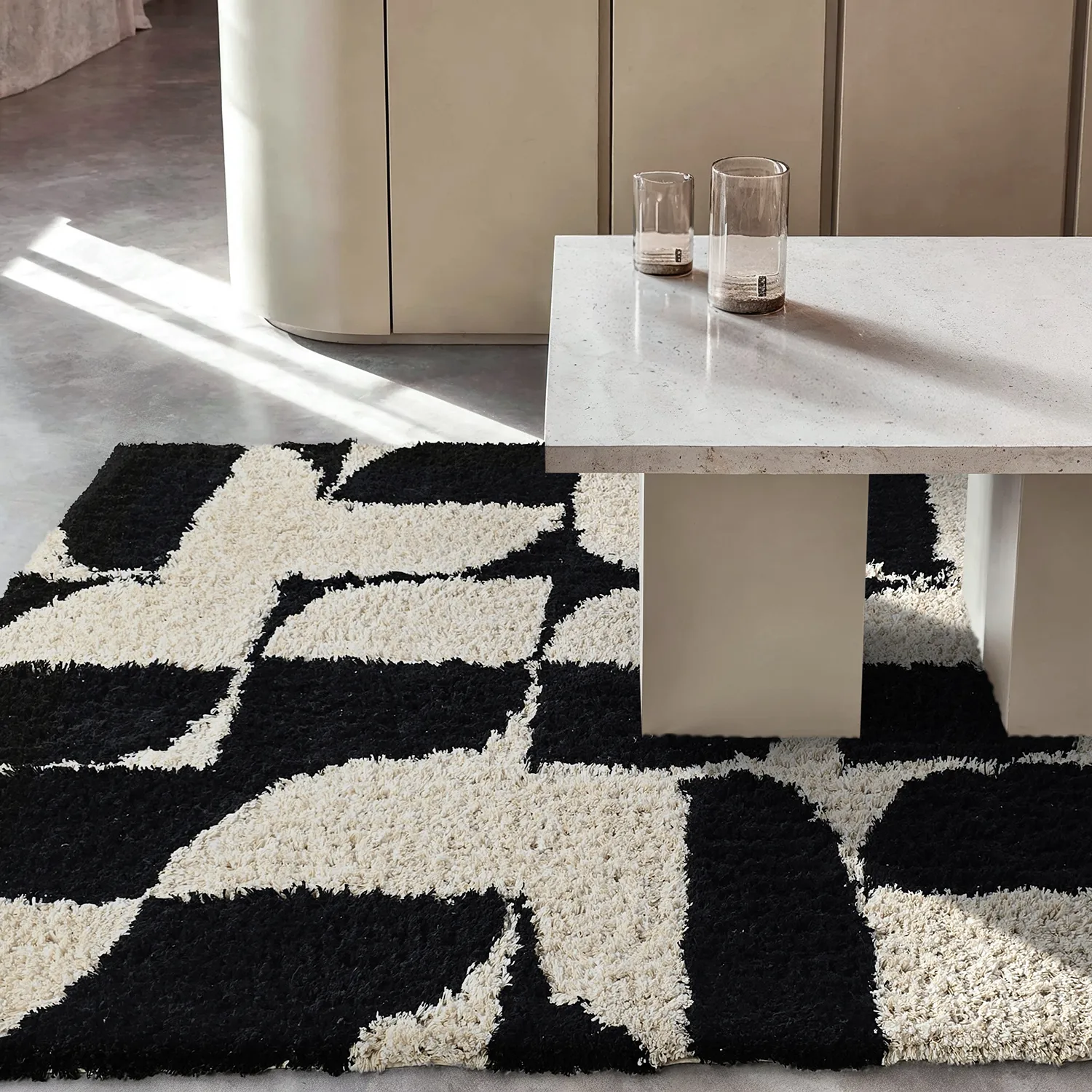 Ryamattor - Marvao Natural Cotton Shaggy (offwhite/svart)