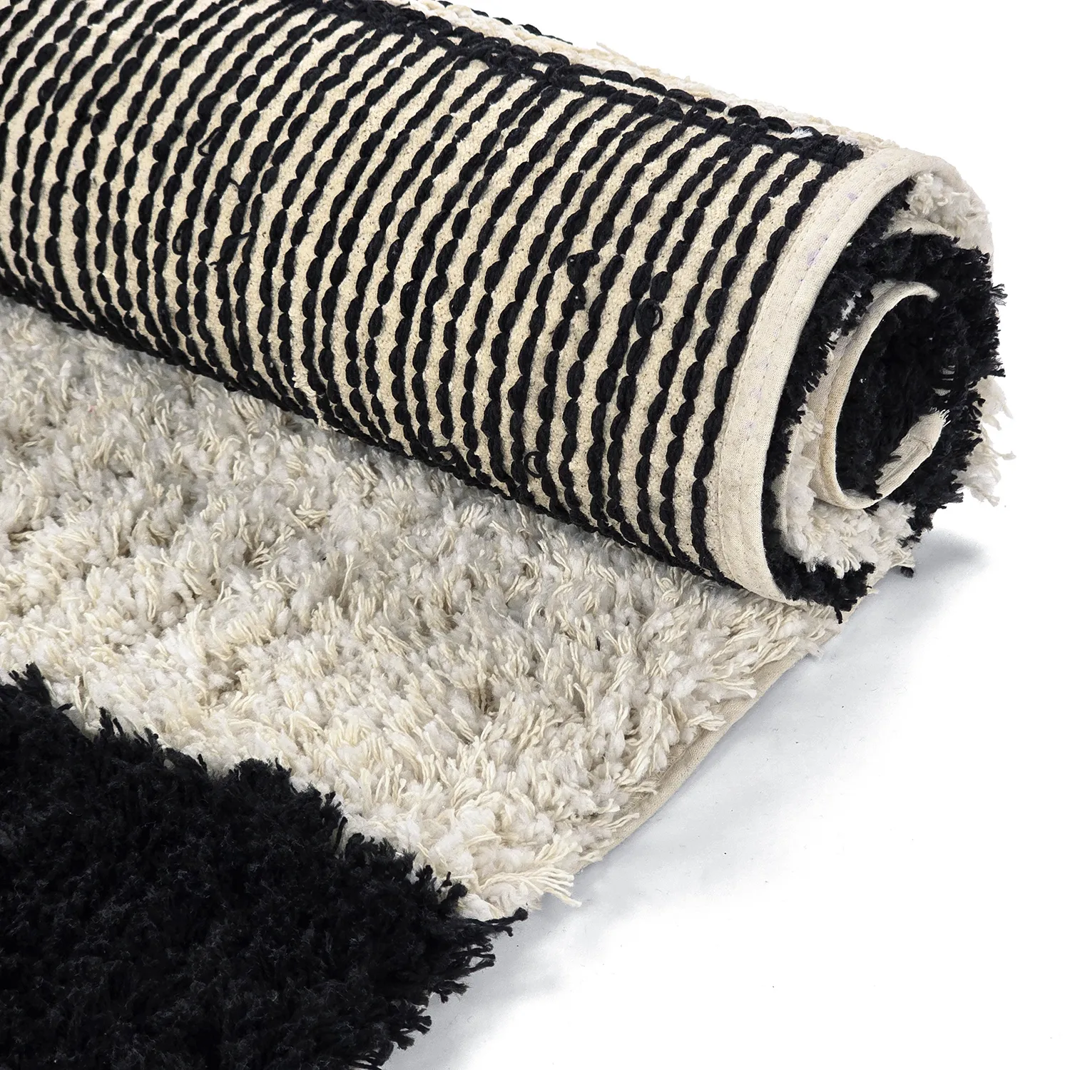 Ryamattor - Marvao Natural Cotton Shaggy (offwhite/svart)